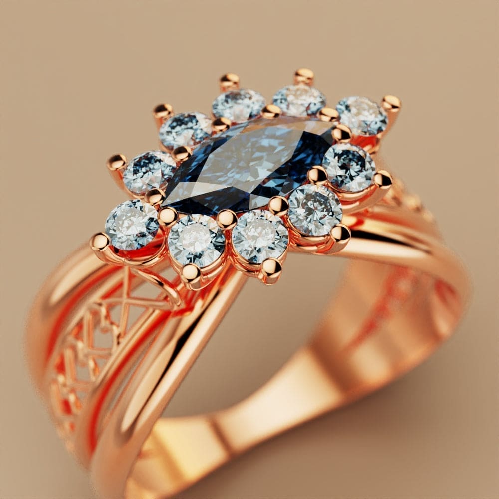 Marquise Brilliance : Bague grappe de pierres précieuses - Vermeil or rose 18 carats