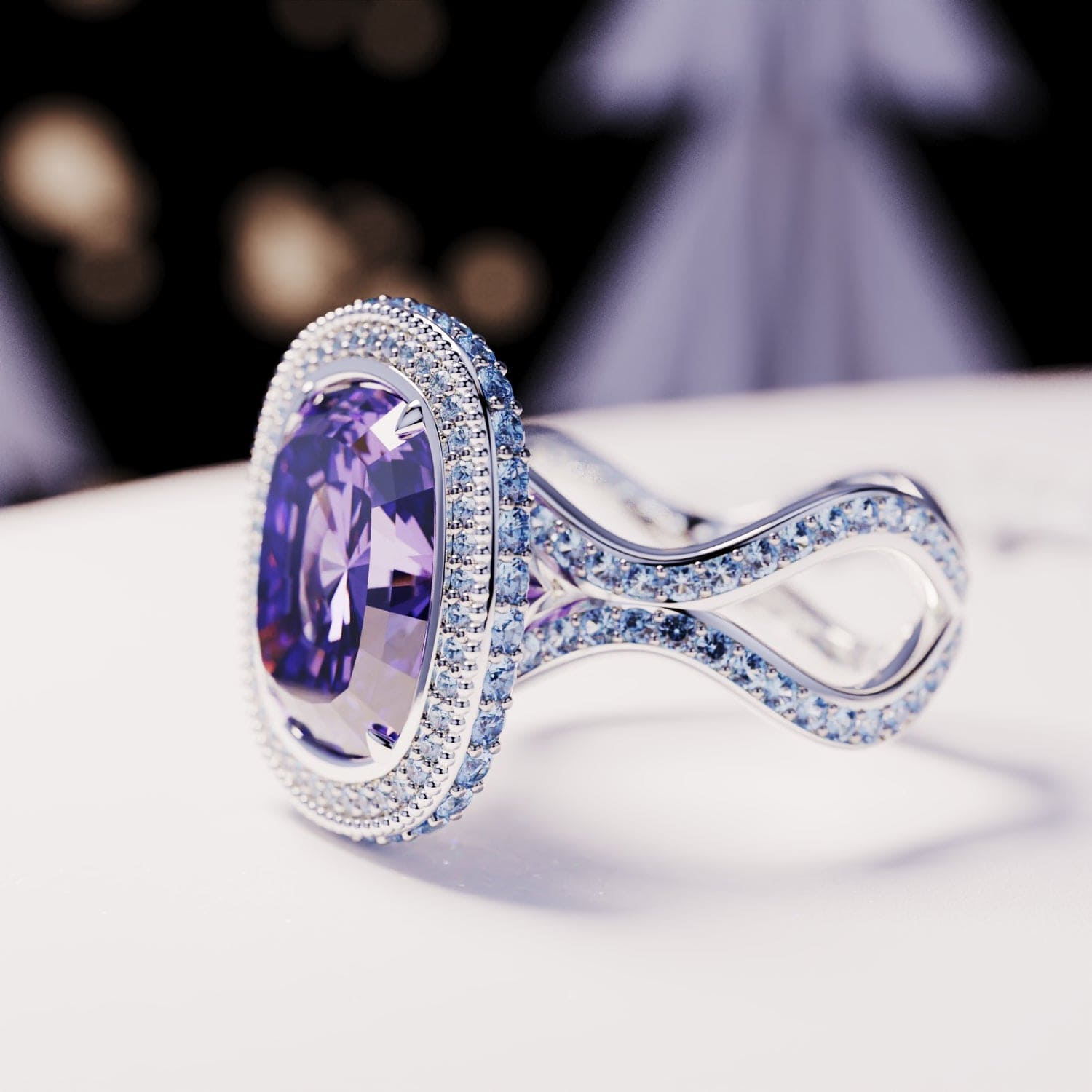 Amethyst Essence: Bague Améthyste Éthique Taille Opale - Argent Sterling S925