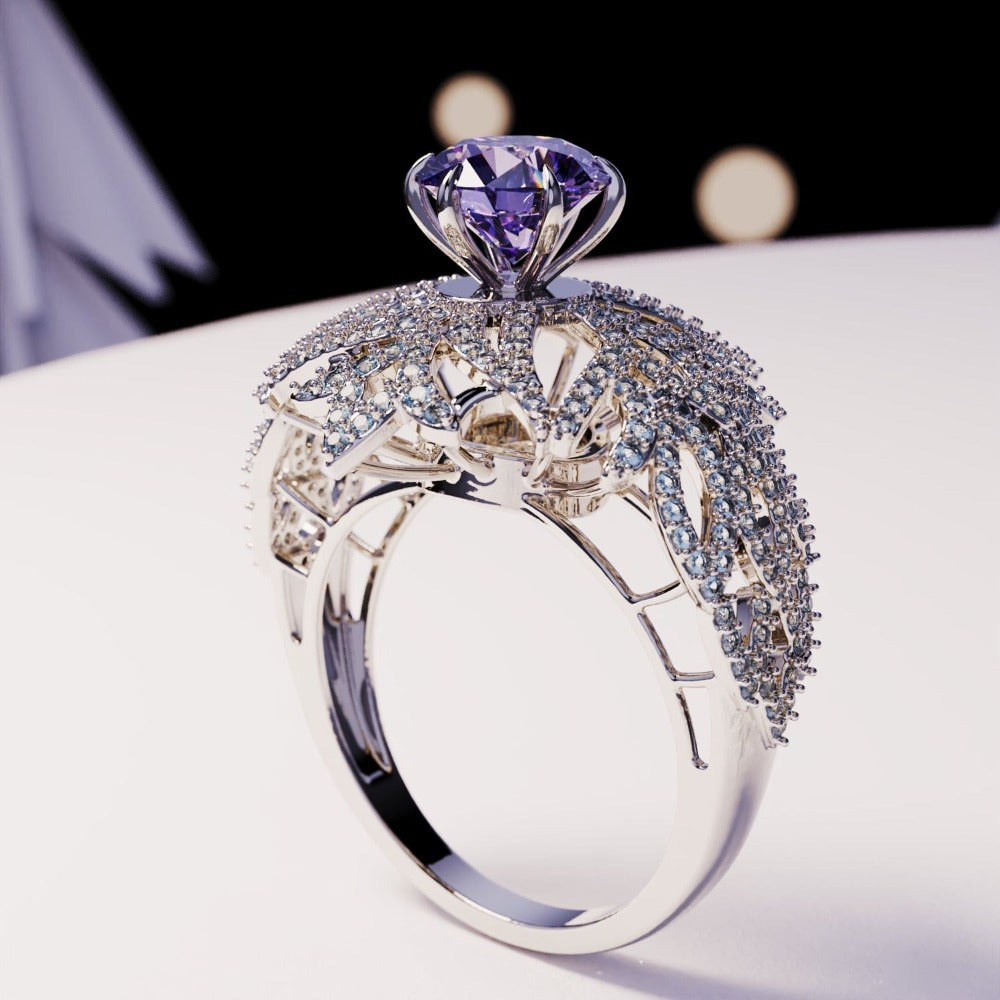 Amethyst Essence: Bague Améthyste Taille Ronde - Argent Sterling S925