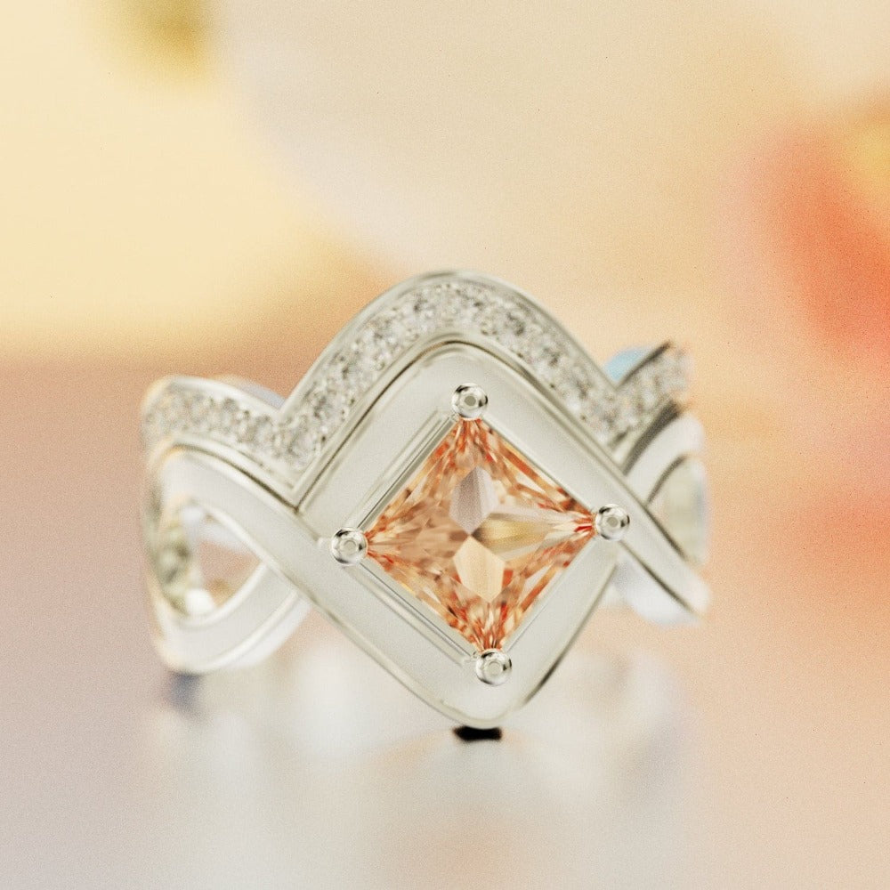 The Snow Wave: Fire's Heart Ensemble Bague 2 Pièces - Argent Sterling S925