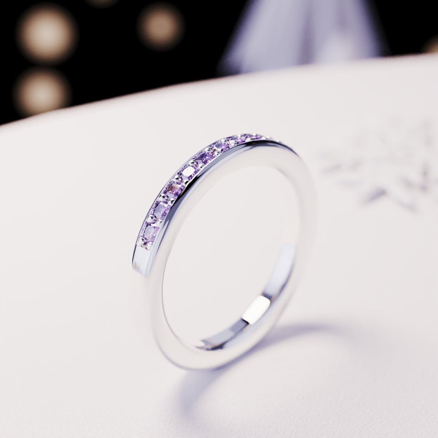 La Promesse : Bague Éternité Améthyste - Argent Sterling S925