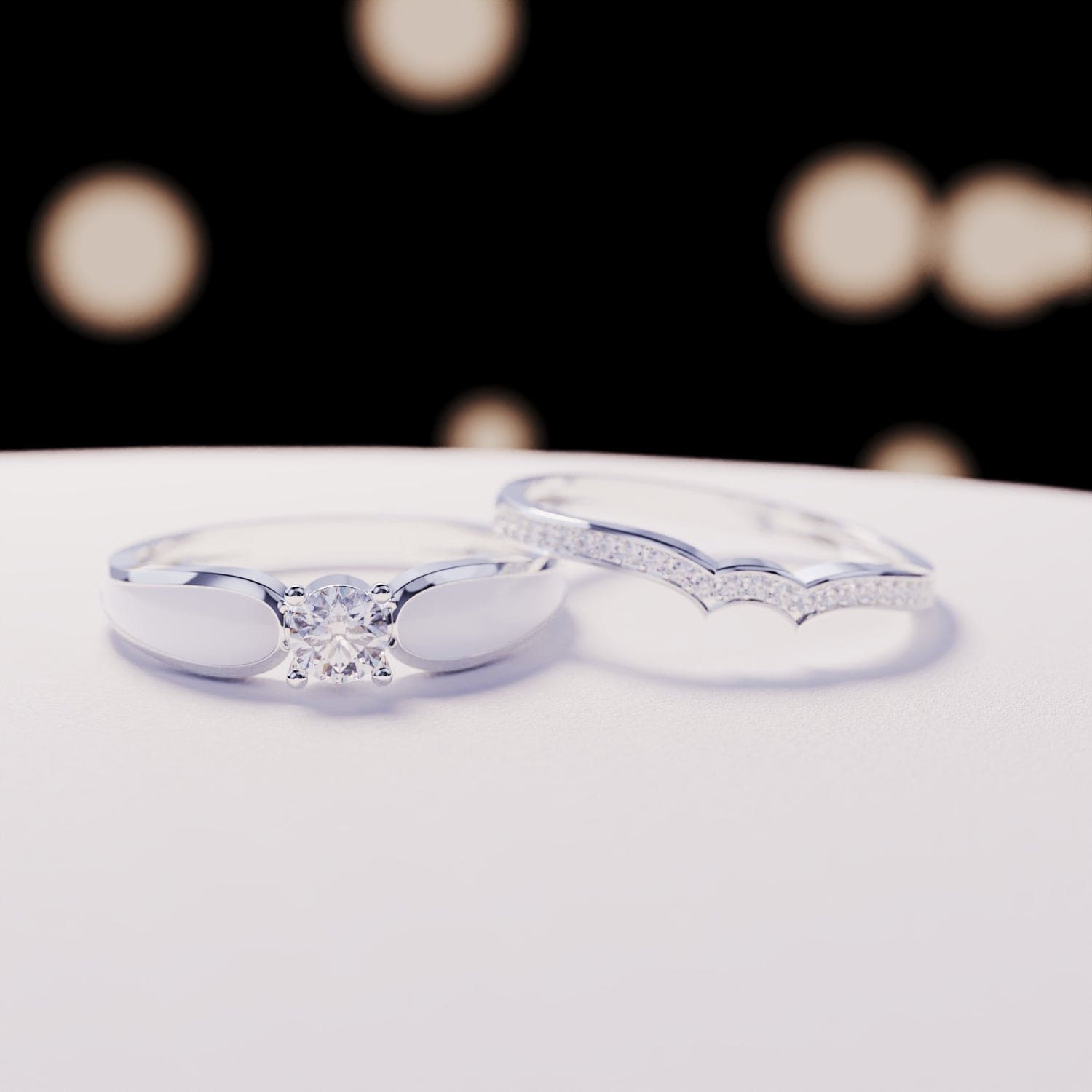 Snow Lagoon: 2 Piece Set Ring - S925 Sterling Silver