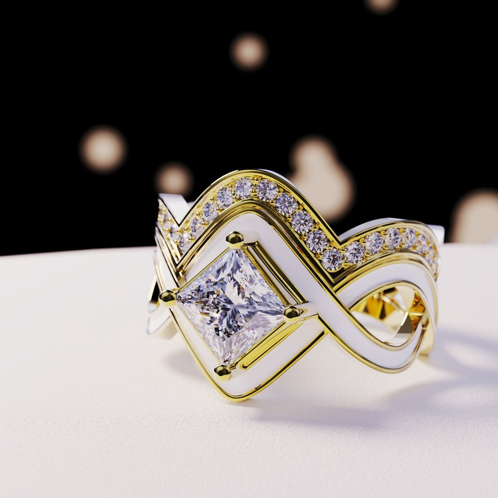 The Snow Wave: Bague 2 pièces Diamant - Vermeil Or 18K