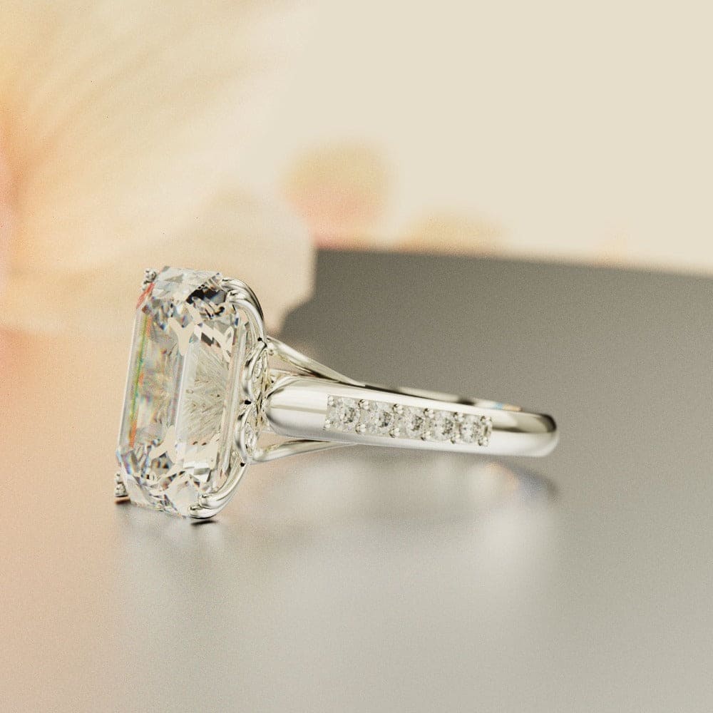 Crystal Dream: Bague Diamant Taille Émeraude - Argent Sterling S925