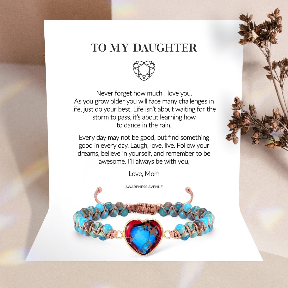 To My Daughter | Love You Forever | Jasper Heart Bracelet