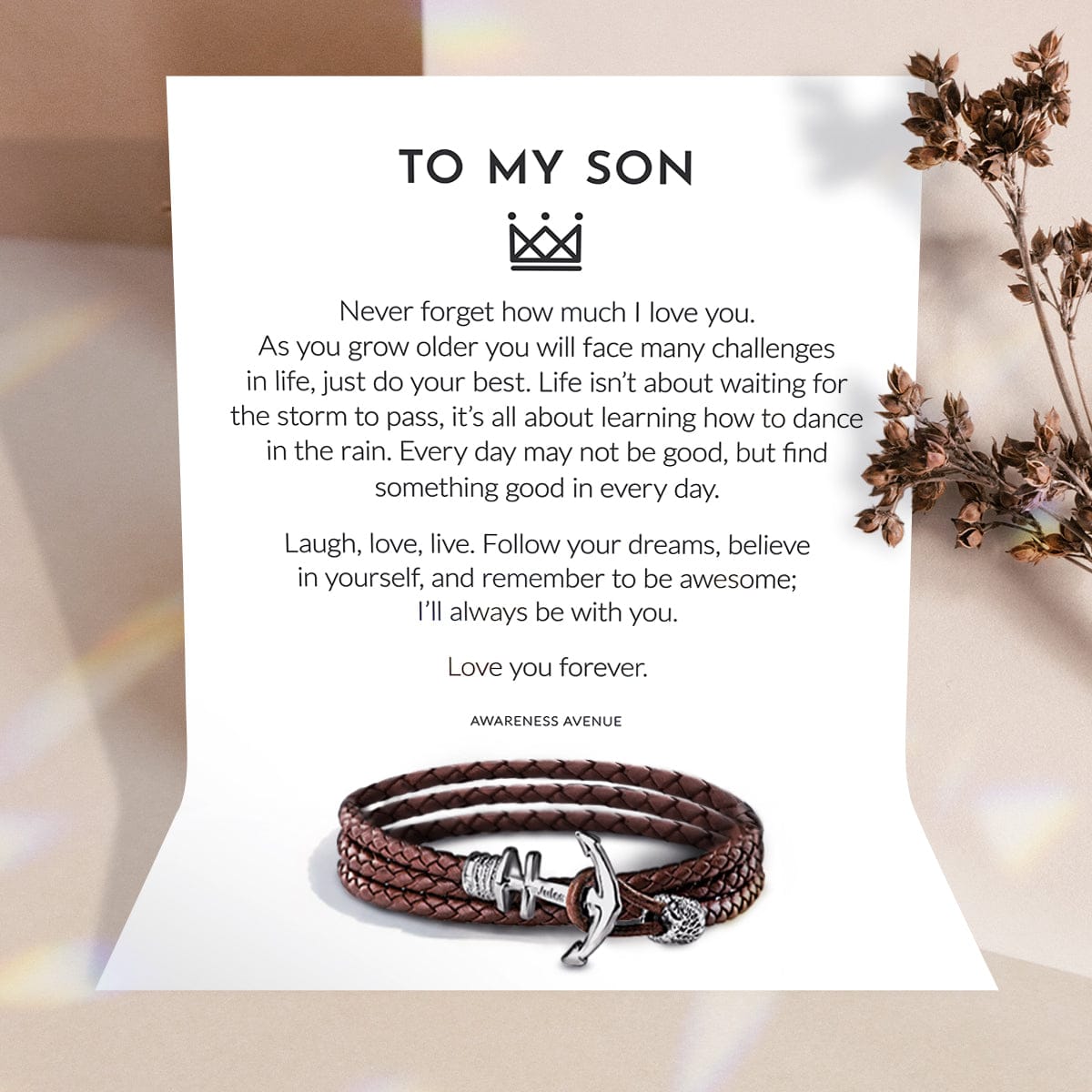 À Mon Fils | Je T'aime Pour Toujours | Bracelet Ancre