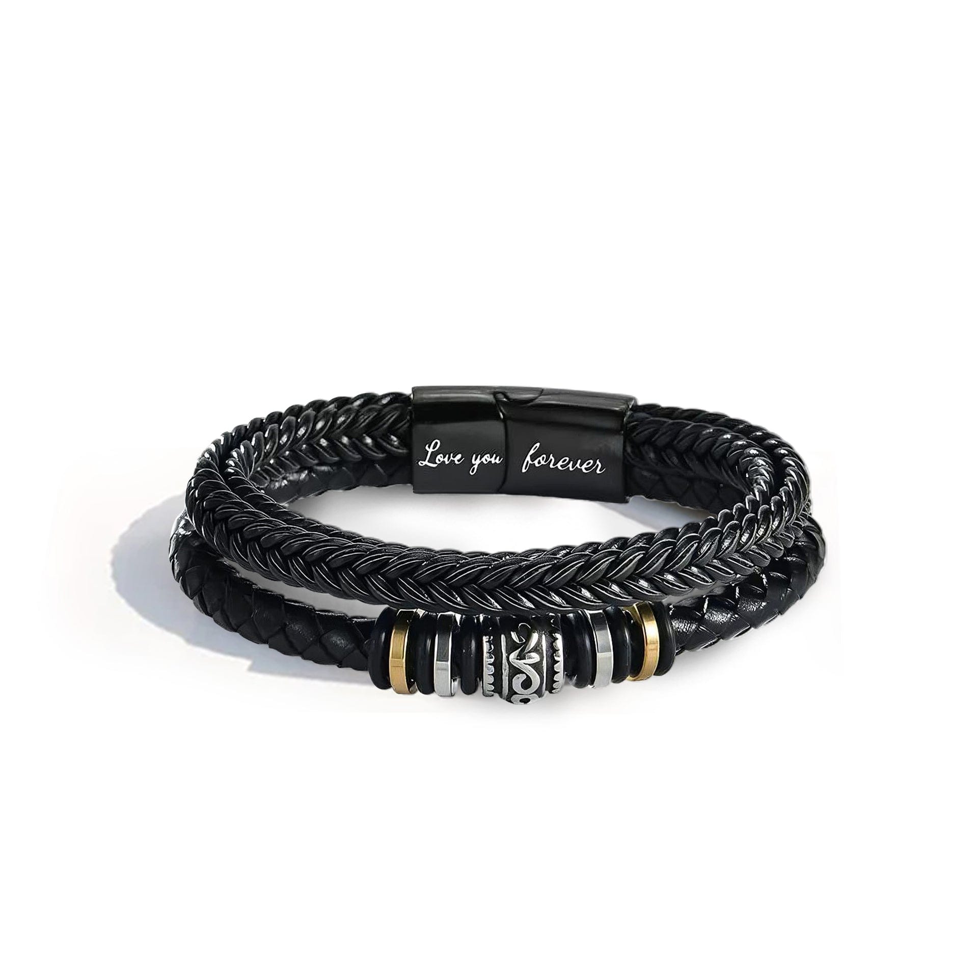 À mon petit-fils | Je t'aime pour toujours | Bracelet en cuir tressé