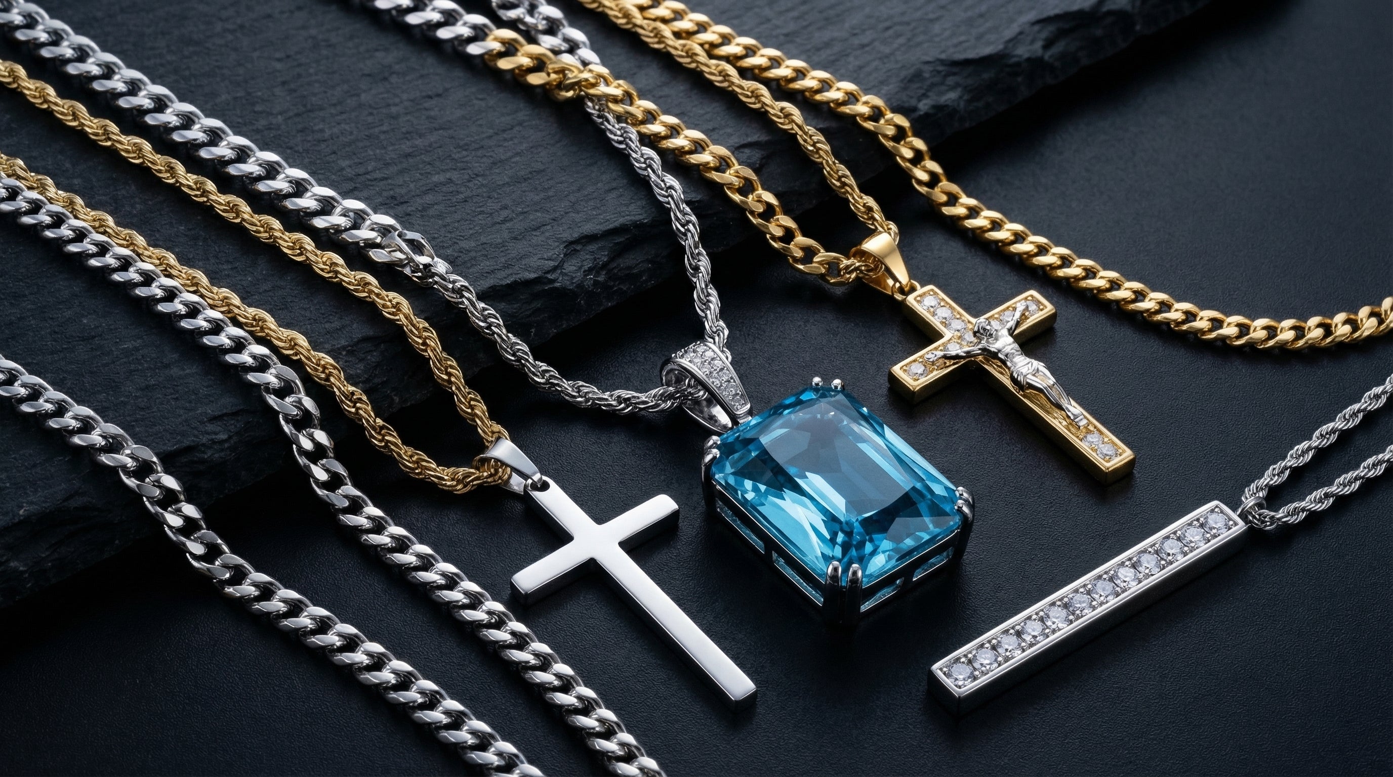 men's aquamarine necklace - hero image