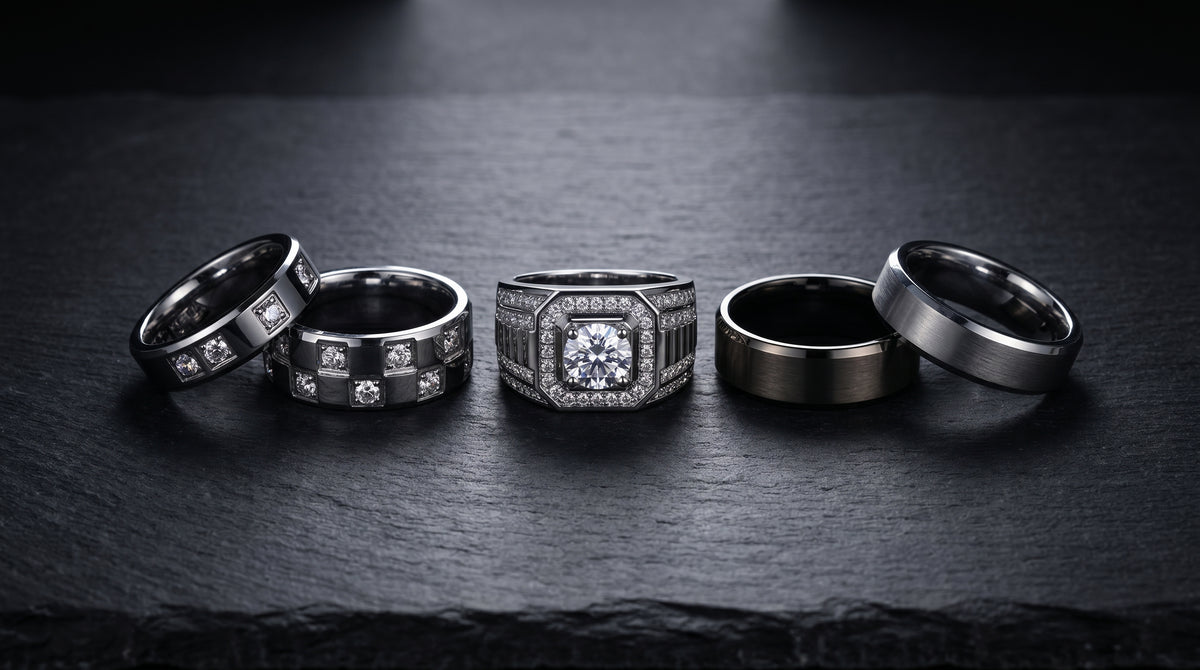 tungsten mens wedding bands - hero image