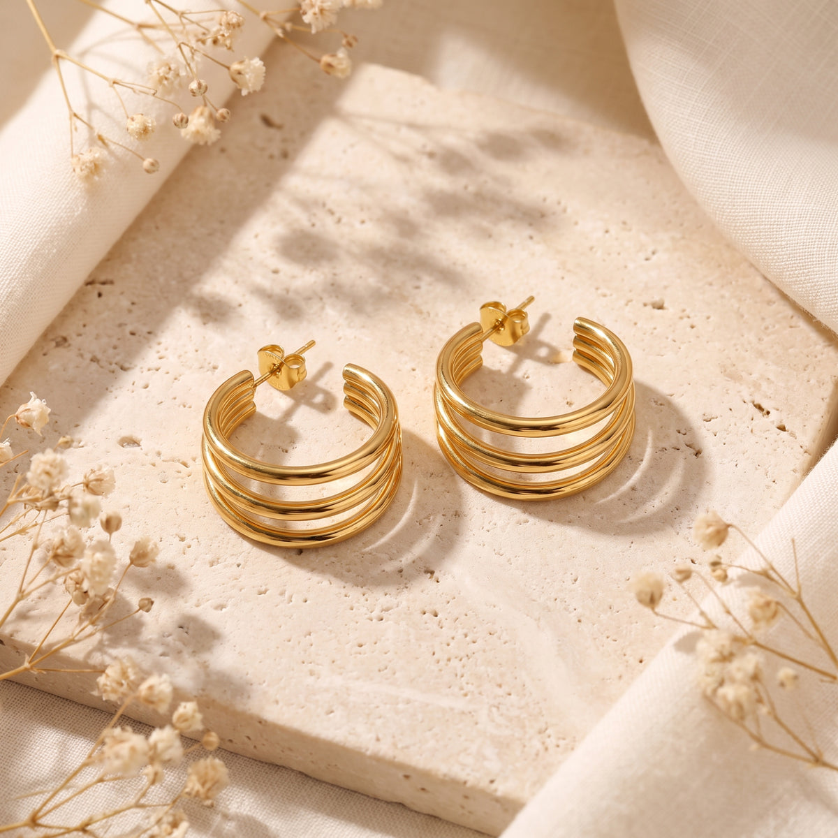 The Triple Loop Hoop Earrings