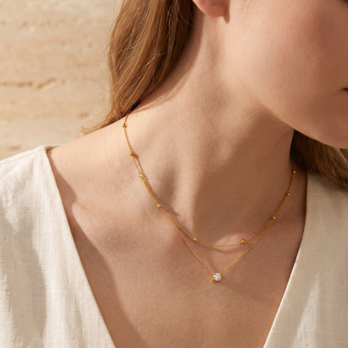 The Double Chain Solitaire Necklace
