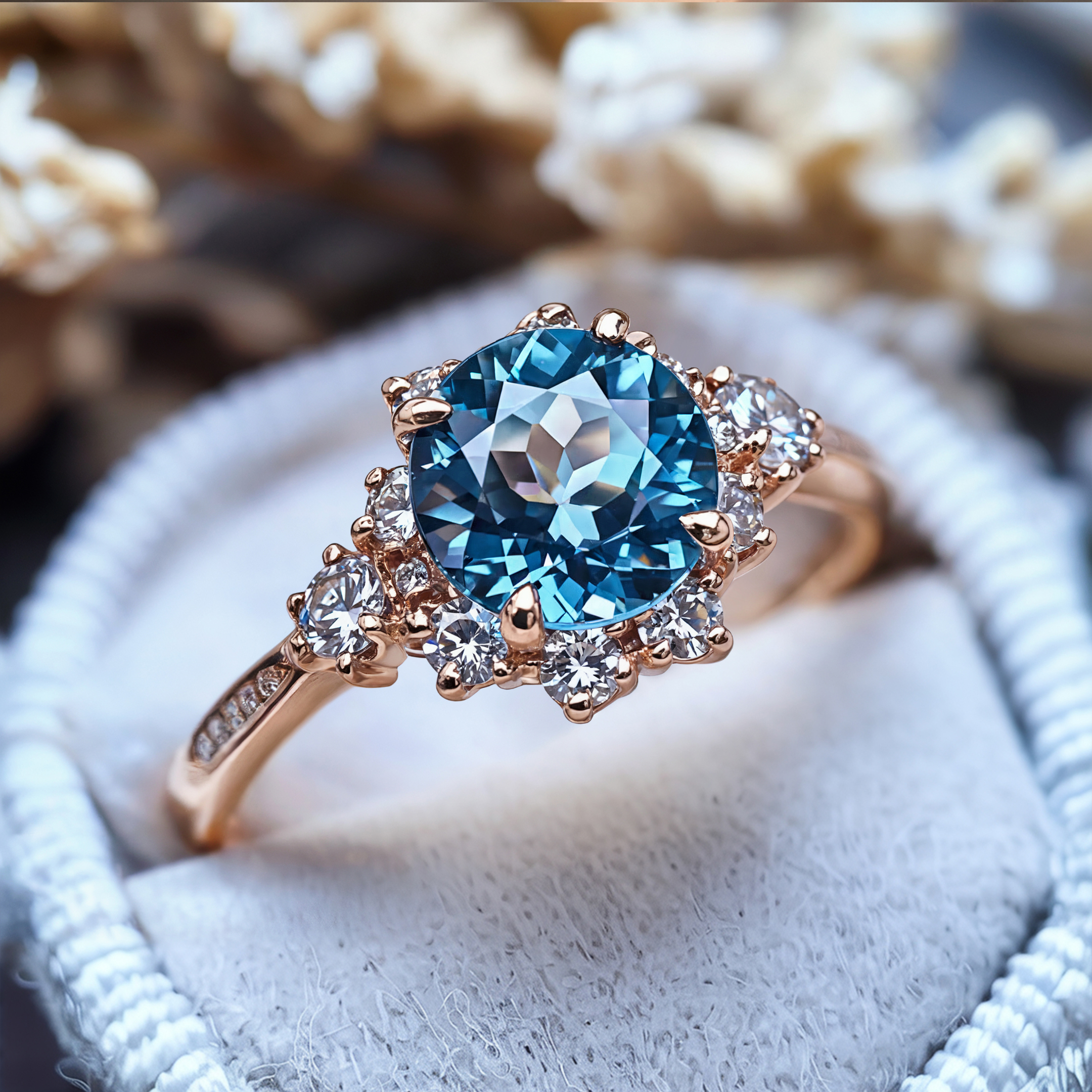The Bethany 3CT Blue Moissanite Ring