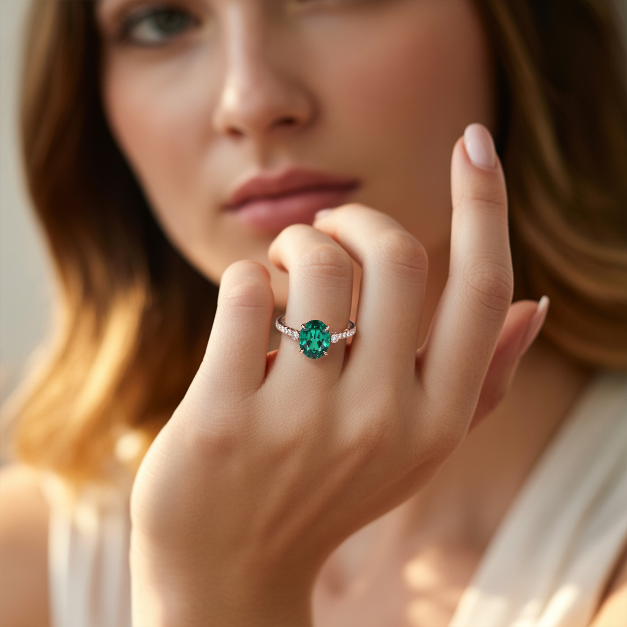 The Luna - Green Moissanite Ring