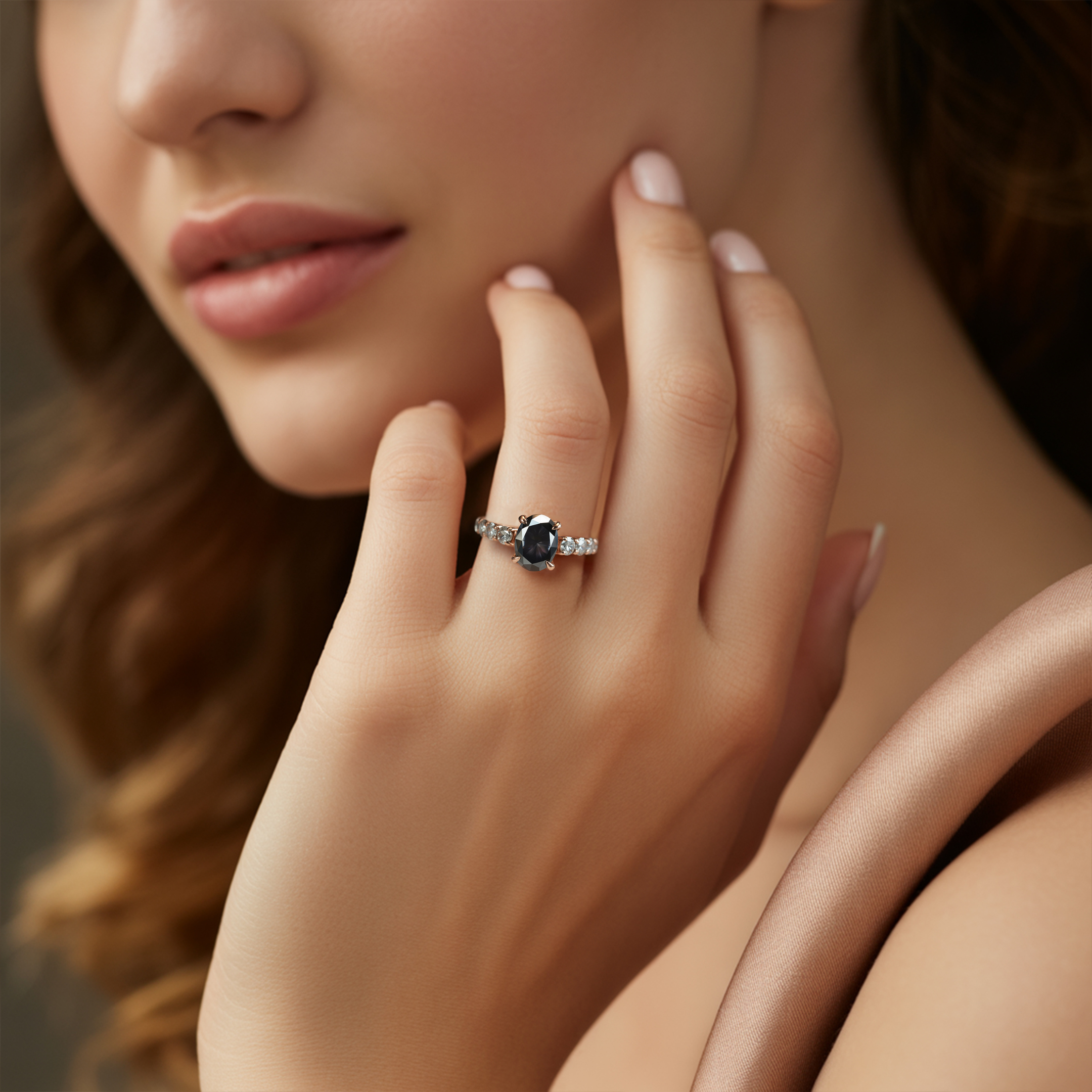 The Celestine - Black Moissanite Ring