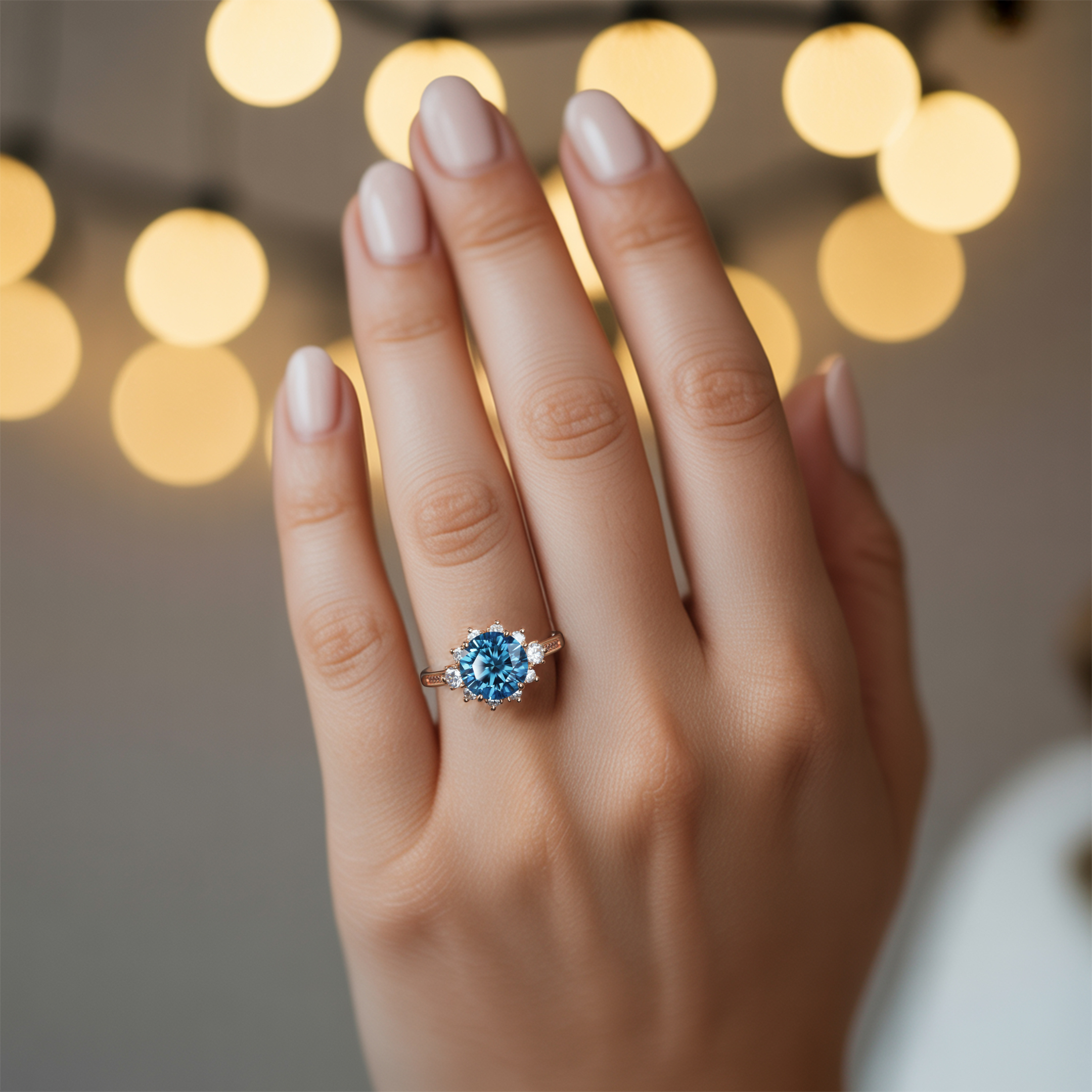 The Bethany 5CT Blue Moissanite Ring