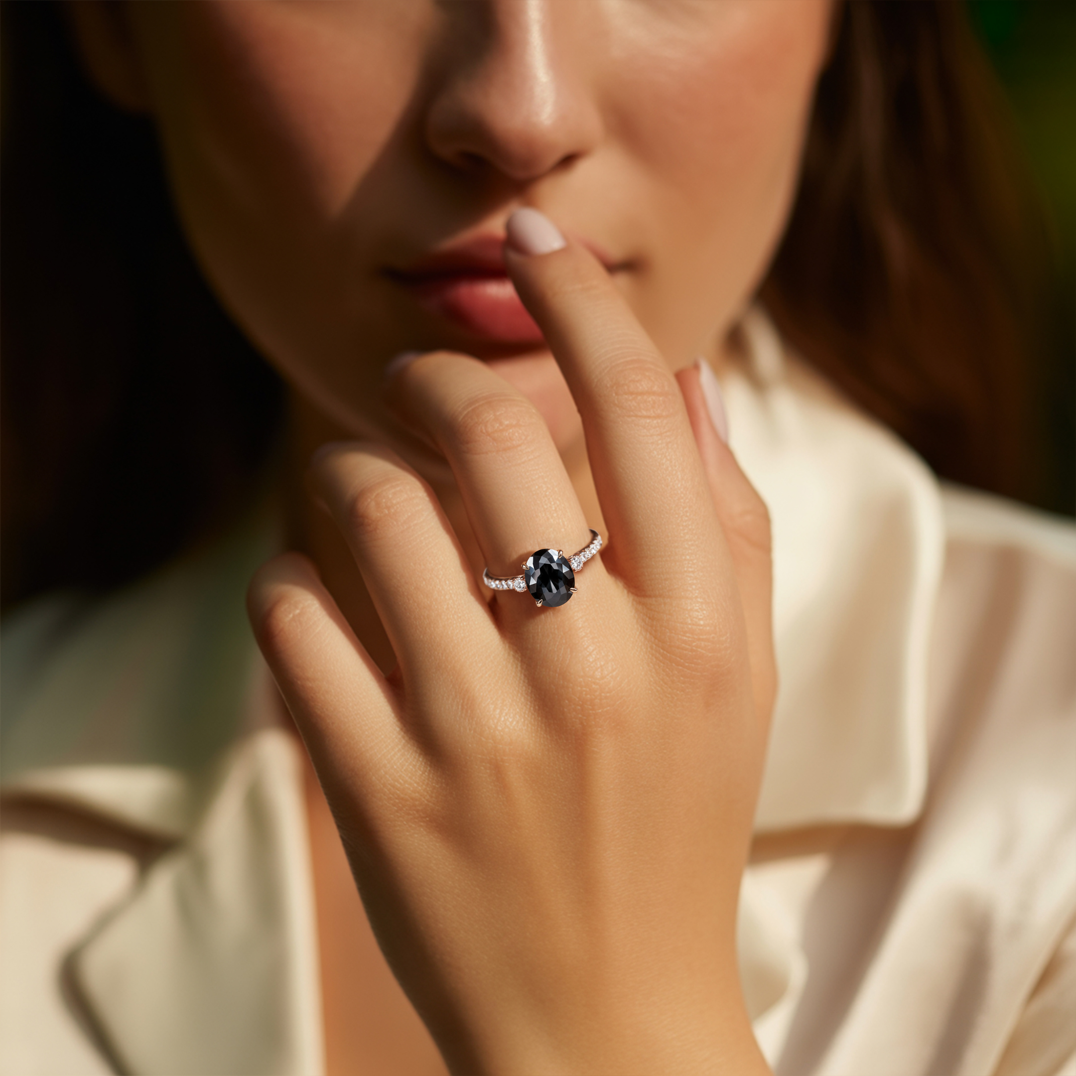 The Luna - Black Moissanite Ring