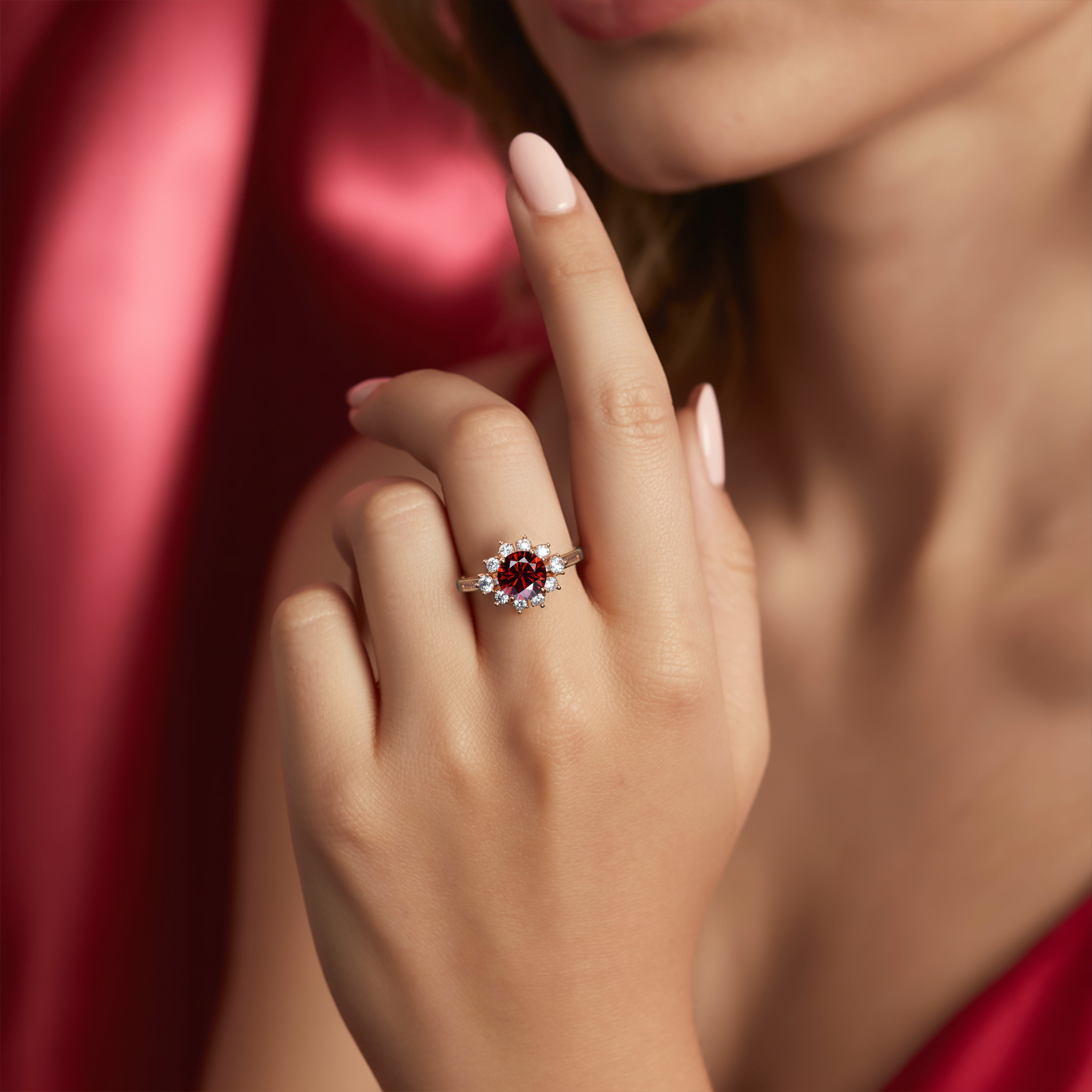 The Bethany - Red Moissanite Ring