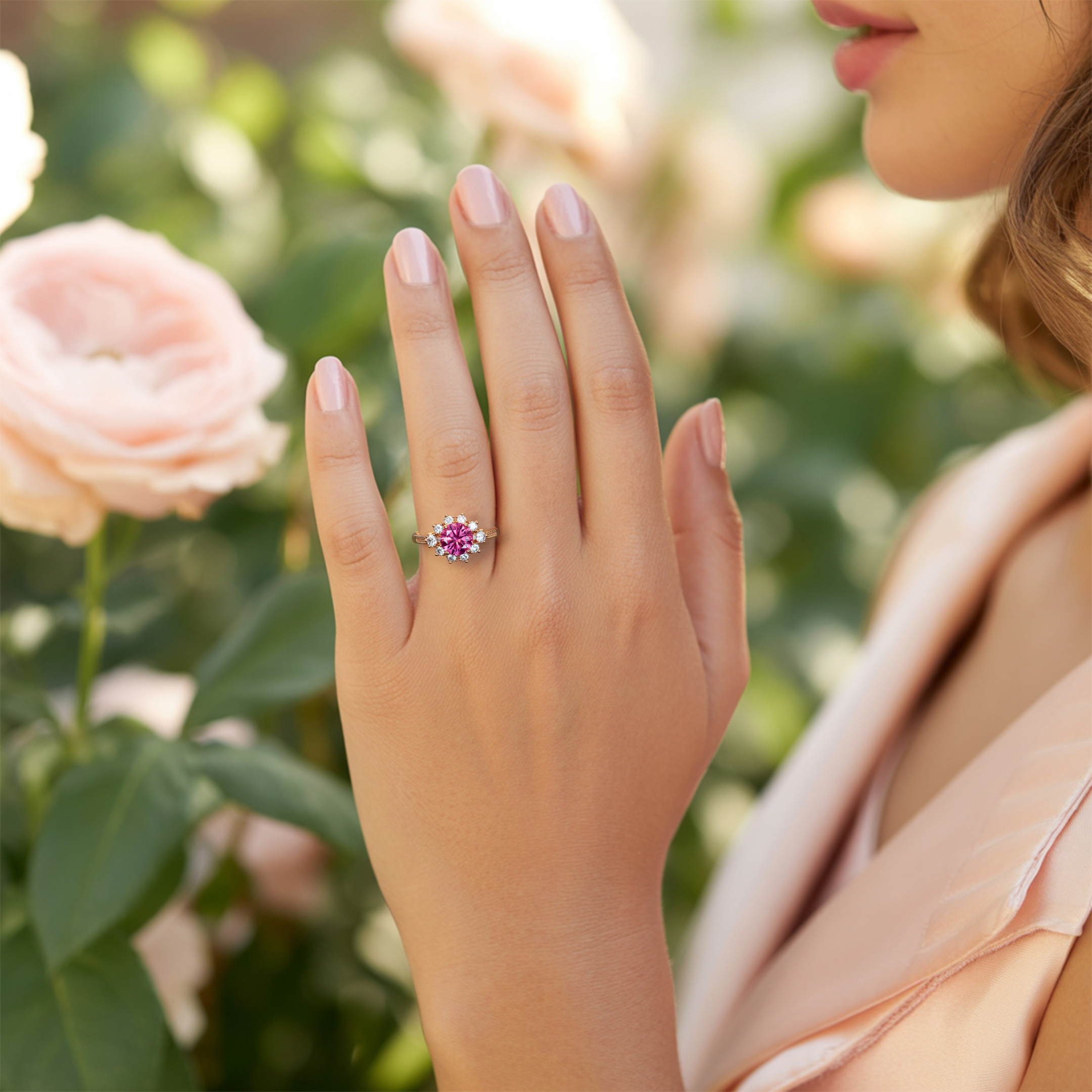 The Bethany - Pink Moissanite Ring