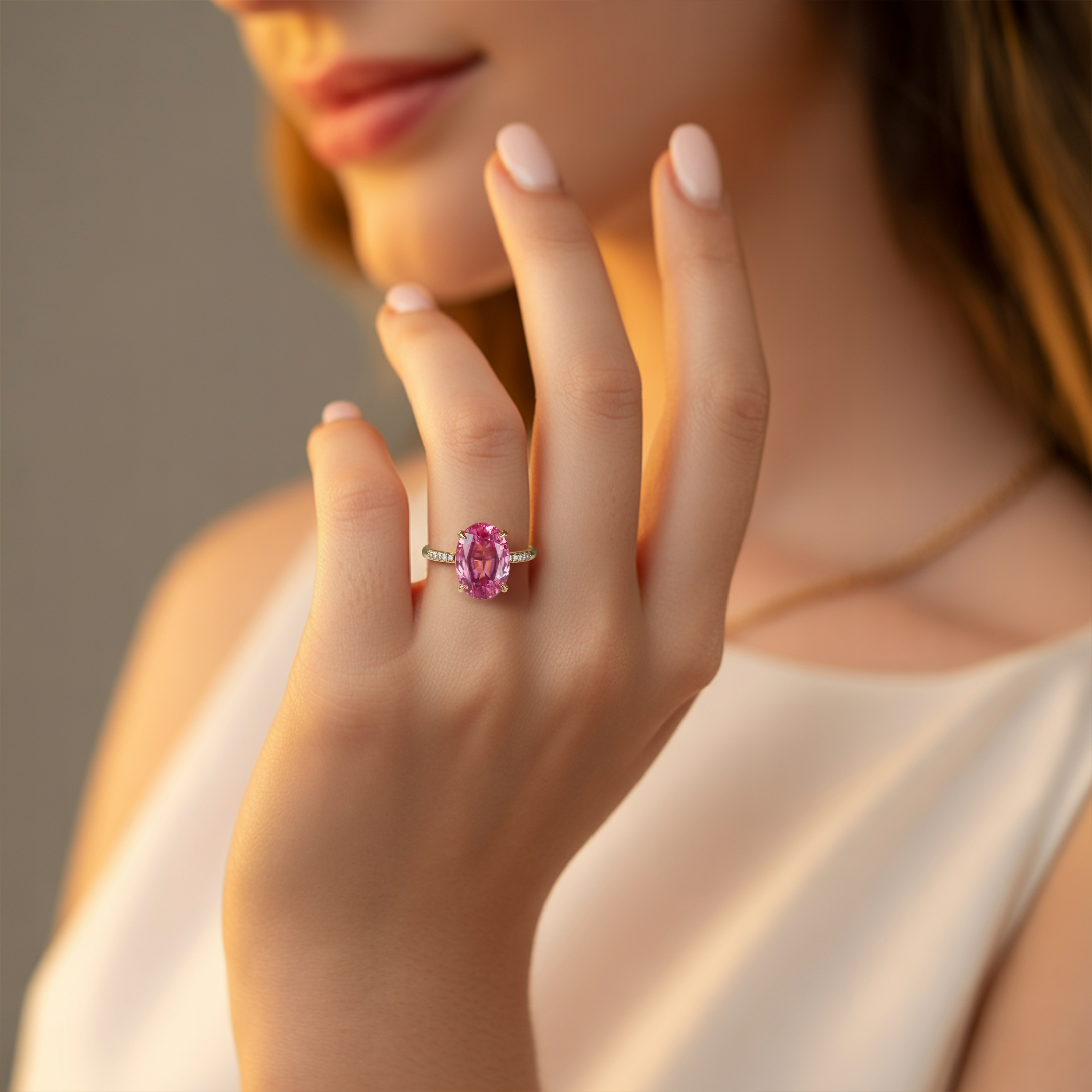 The Opaline - Pink Moissanite Ring