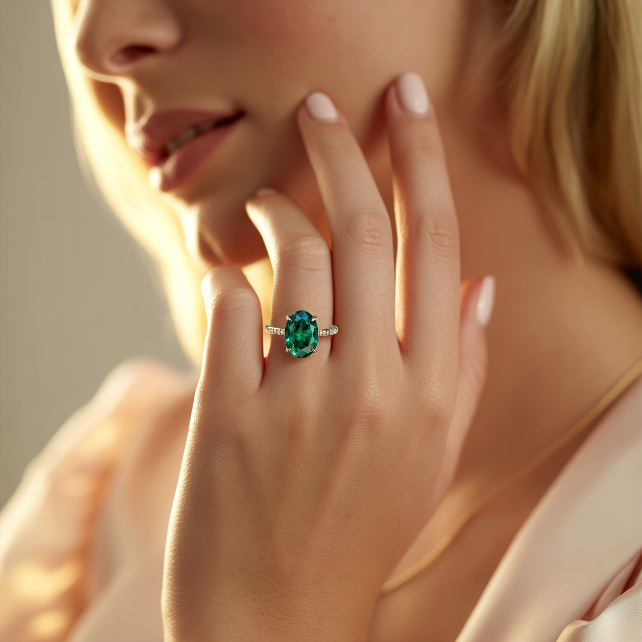 The Opaline - Green Moissanite Ring