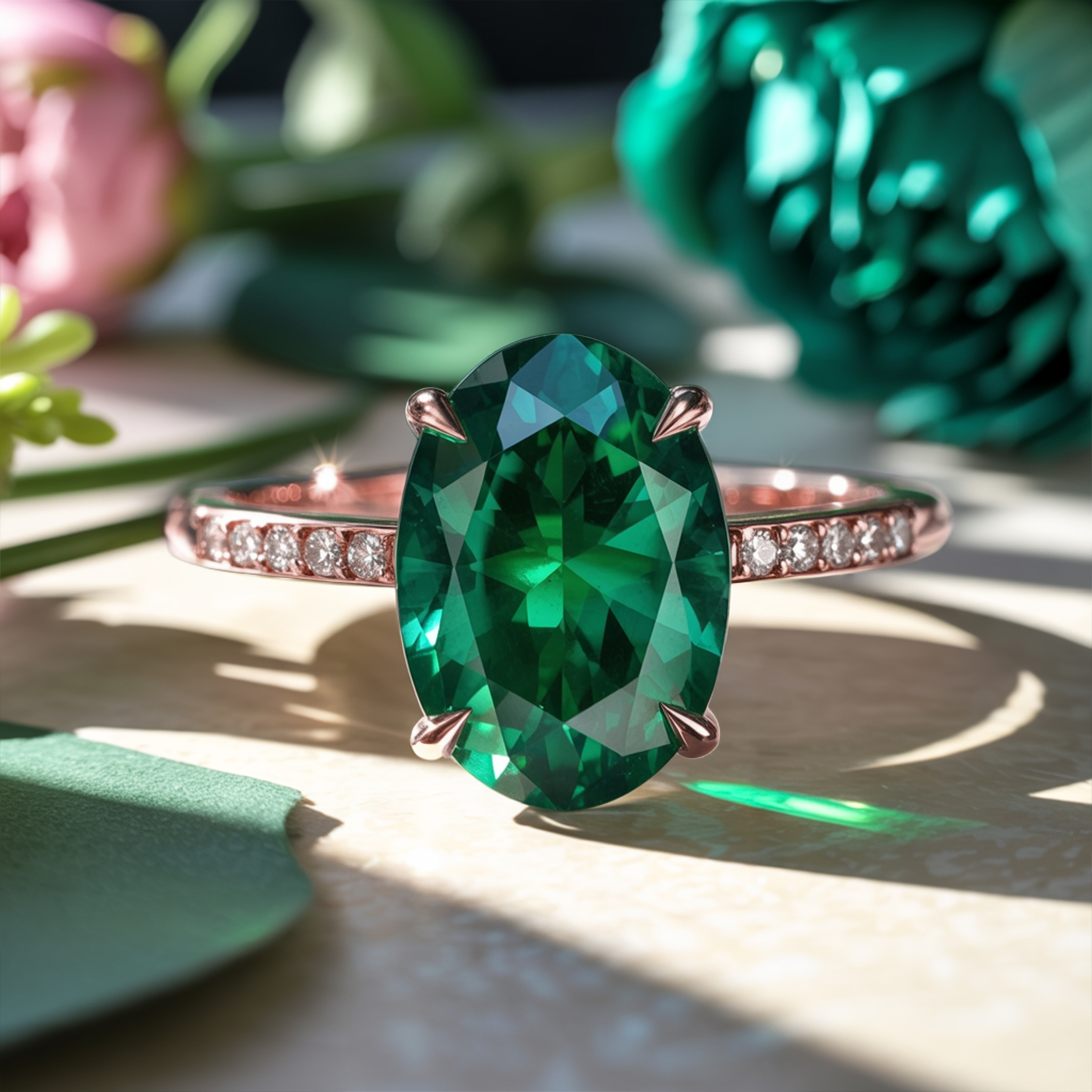 The Opaline - Green Moissanite Ring