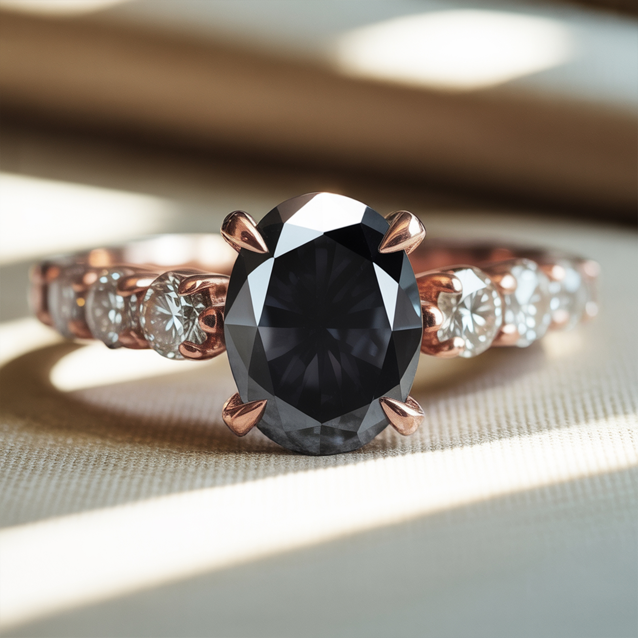 The Celestine - Black Moissanite Ring