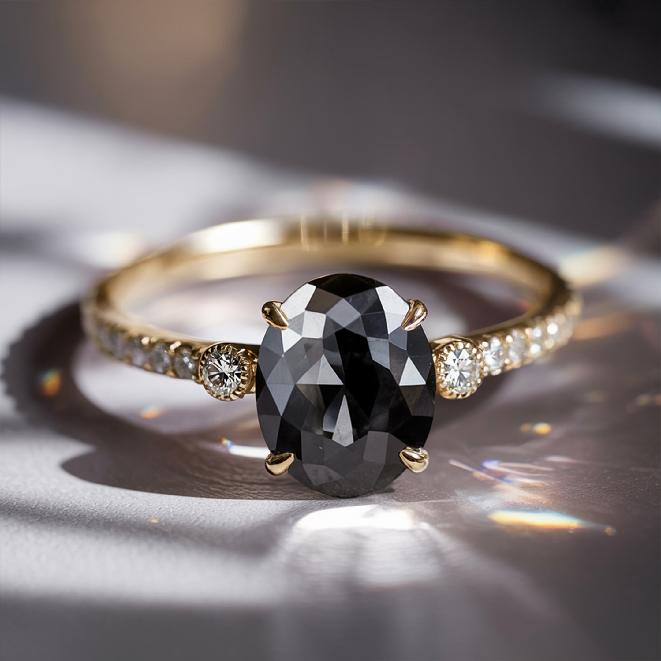 The Luna - Black Moissanite Ring