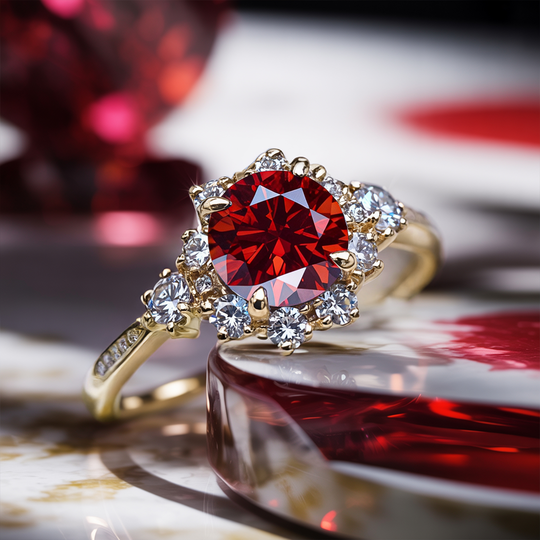The Bethany - Red Moissanite Ring