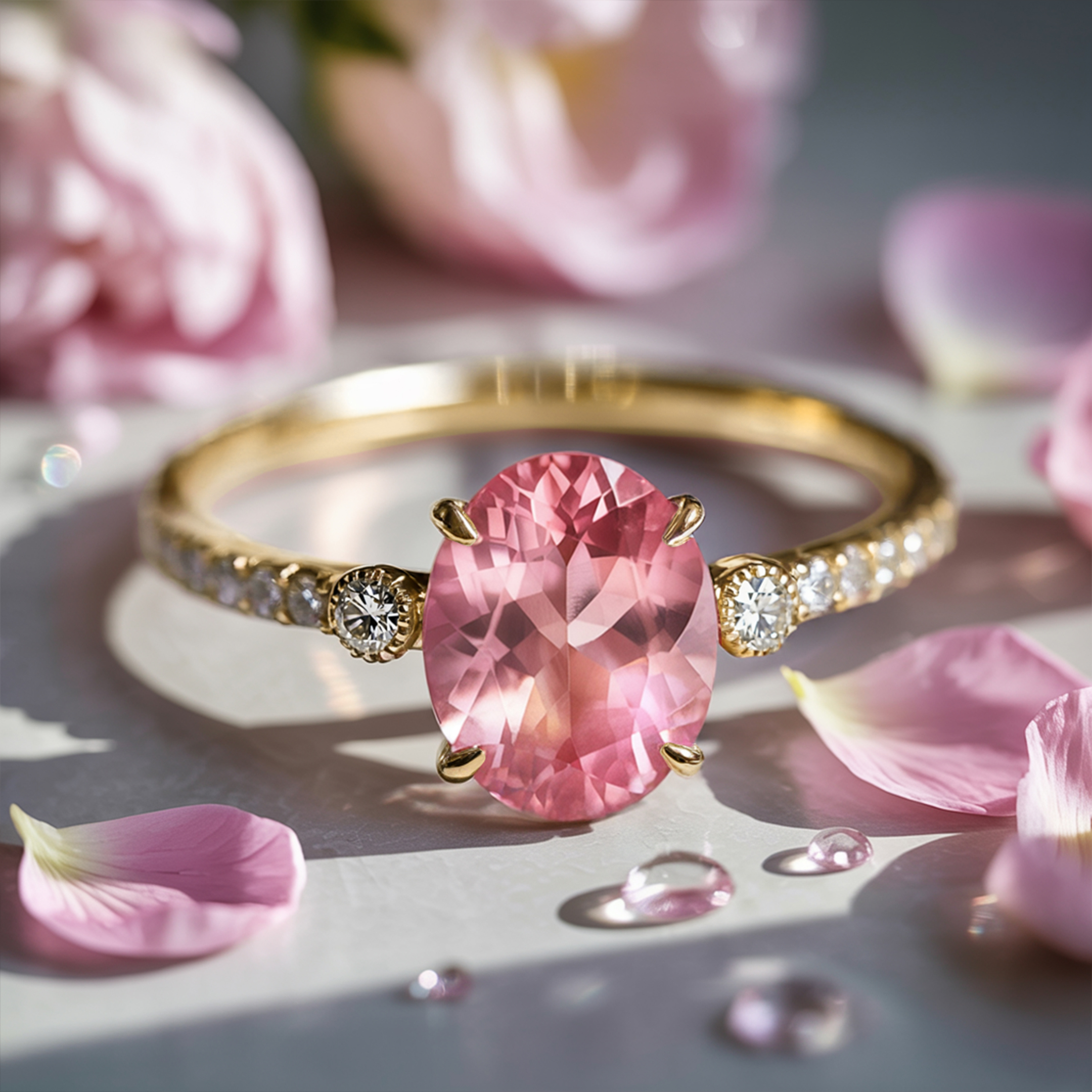 The Luna - Pink Moissanite Ring