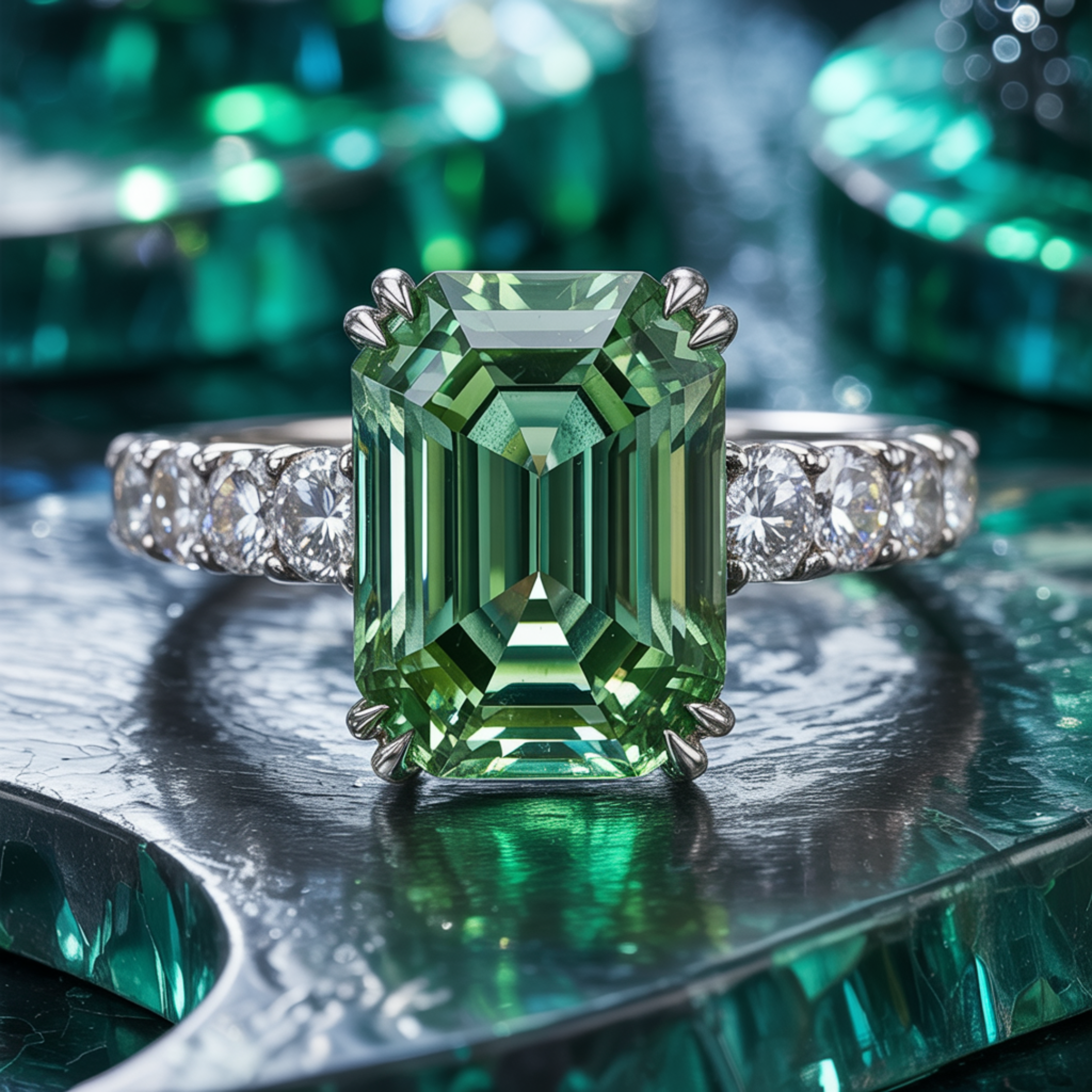 The Camilla - Green Moissanite Ring