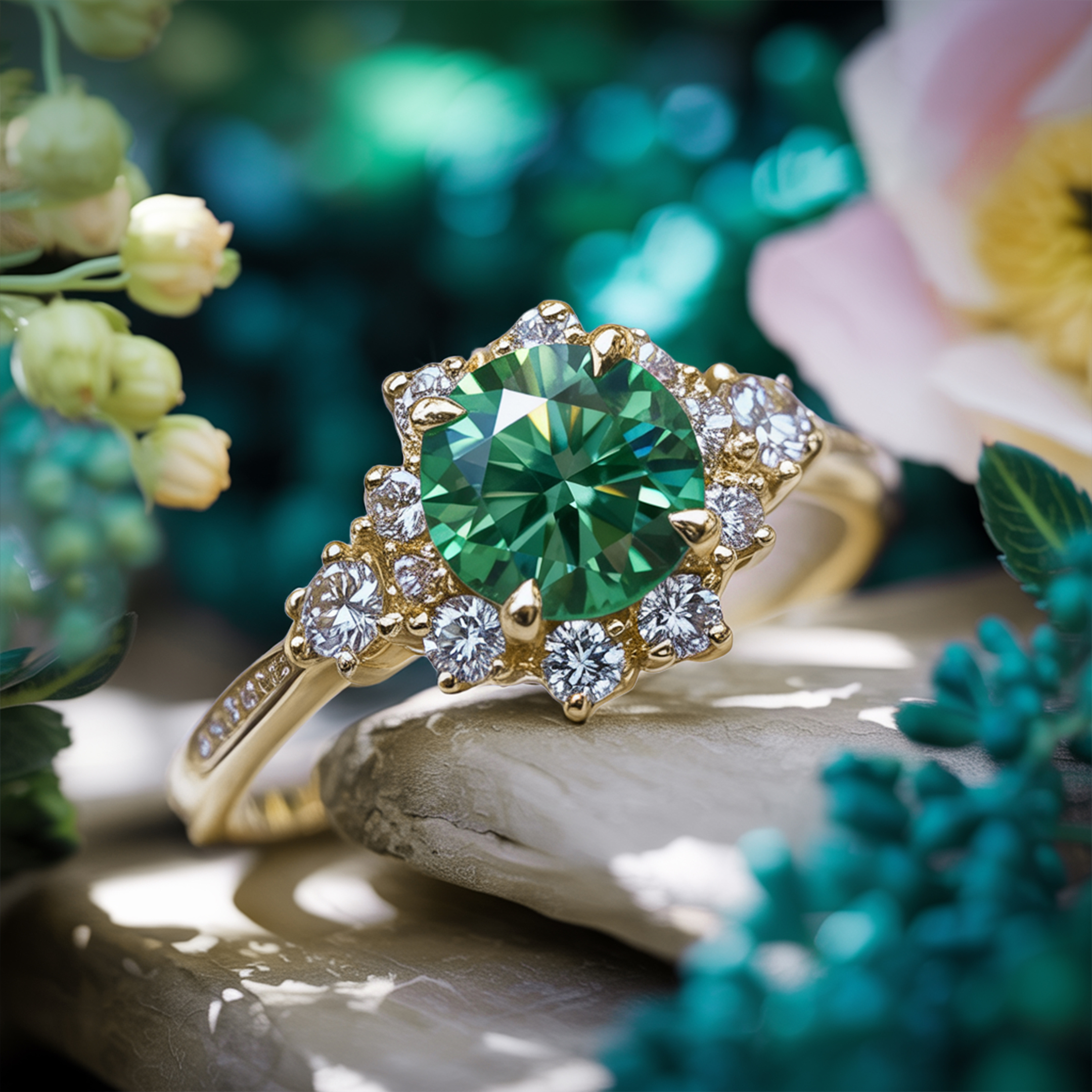 The Bethany - Emerald Green Moissanite Ring