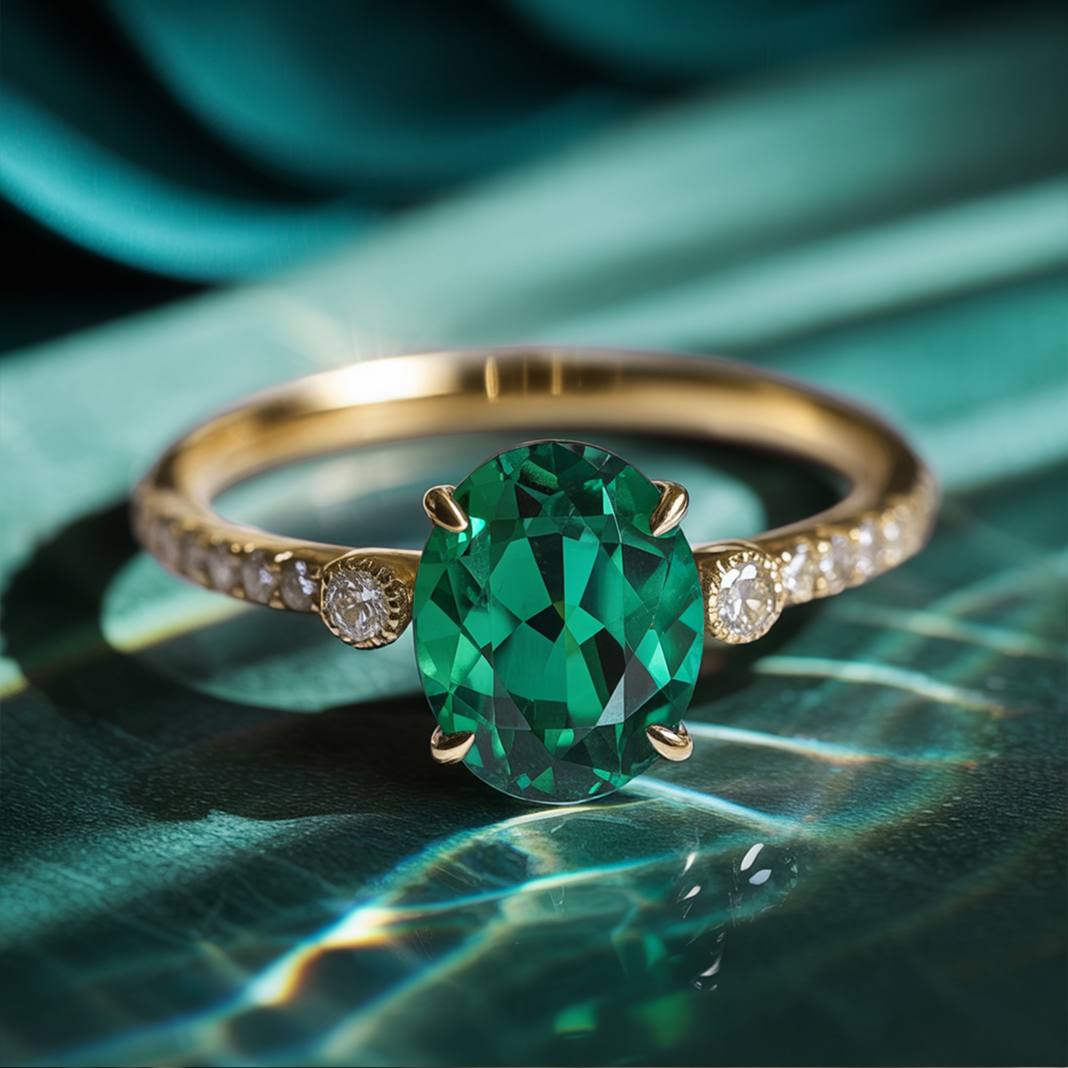The Luna - Green Moissanite Ring