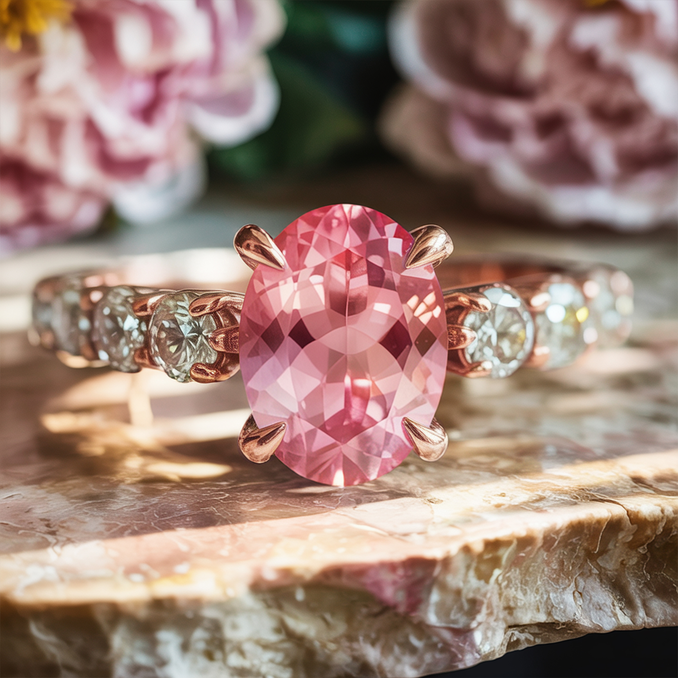 The Celestine - Pink Moissanite Ring