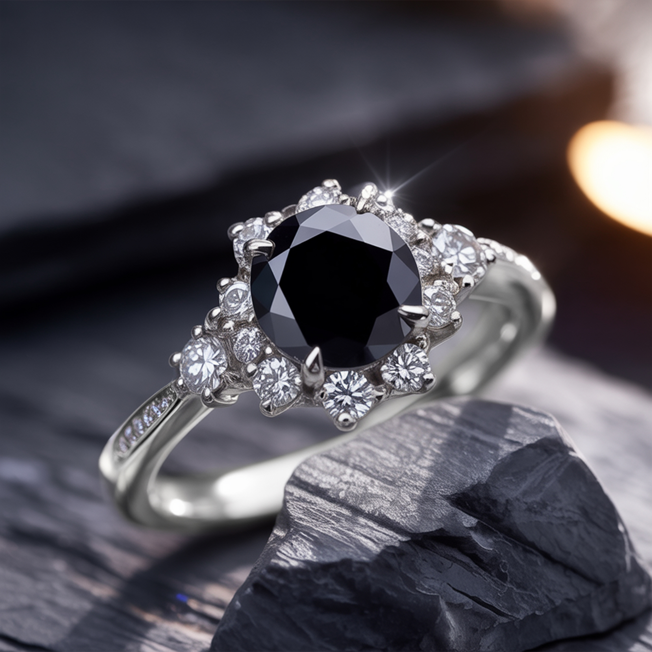 The Bethany - Black Moissanite Ring