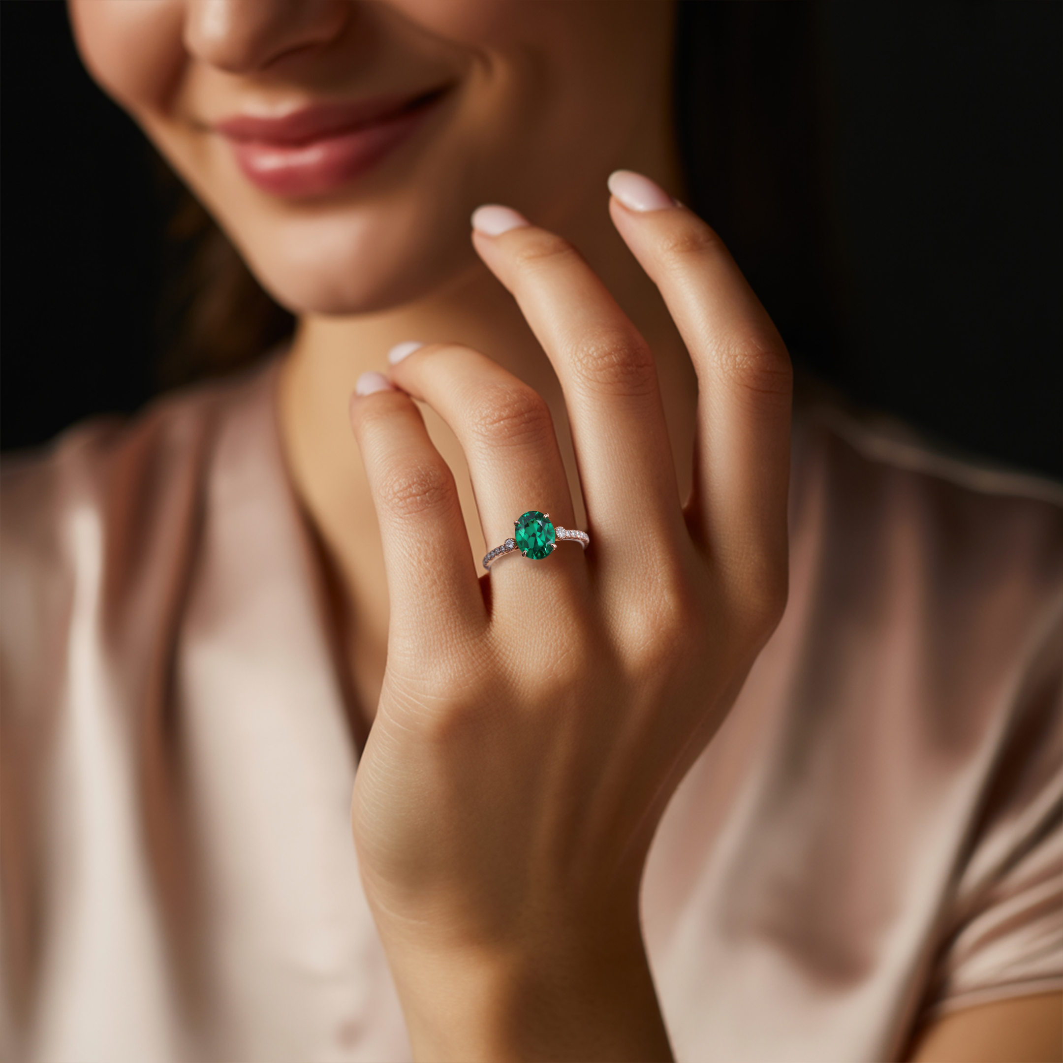The Luna - Green Moissanite Ring