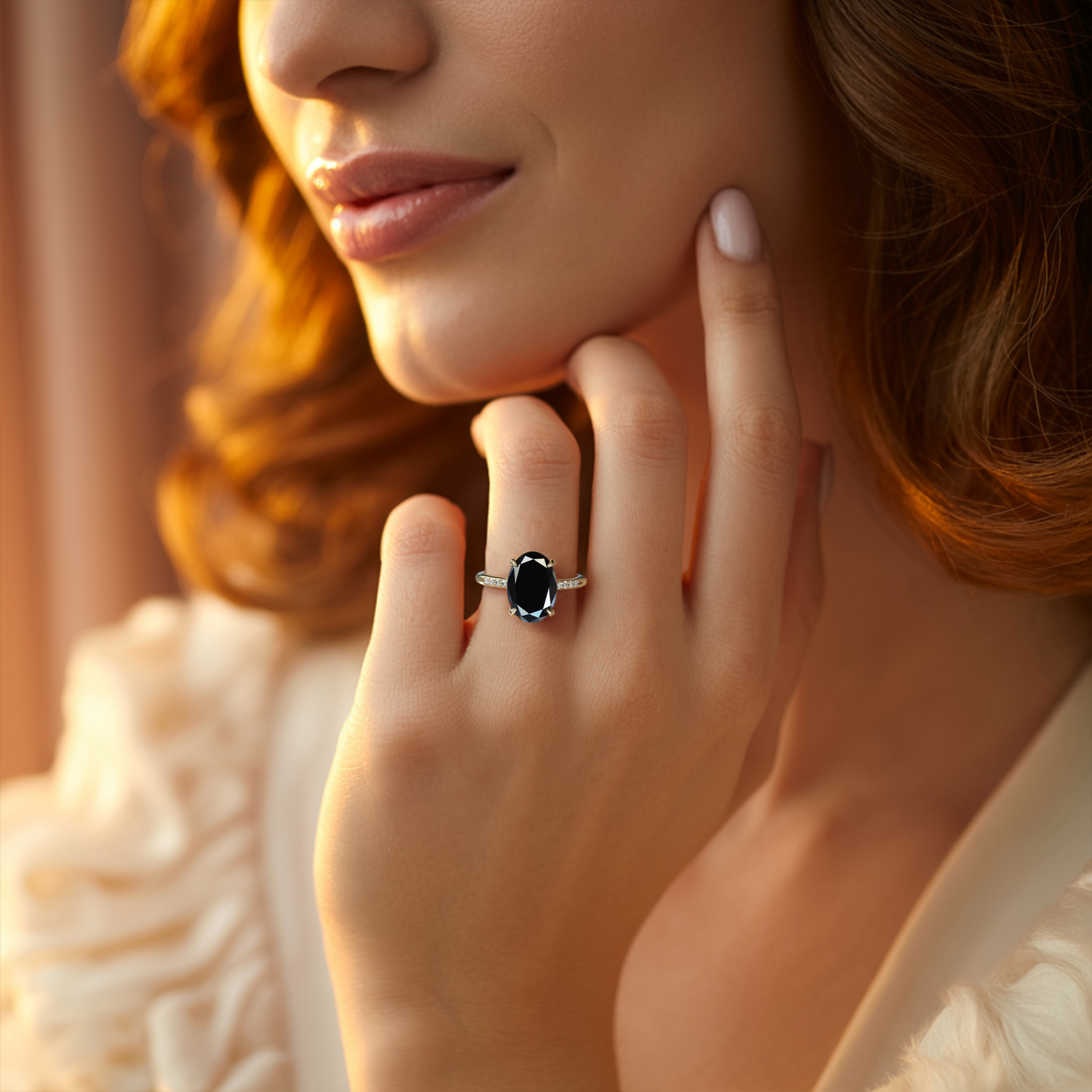 The Opaline - Black Moissanite Ring