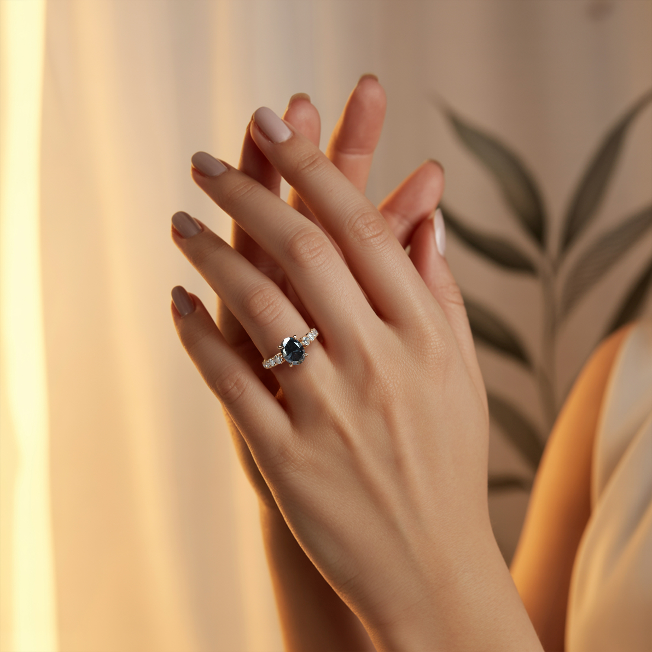 The Celestine - Black Moissanite Ring