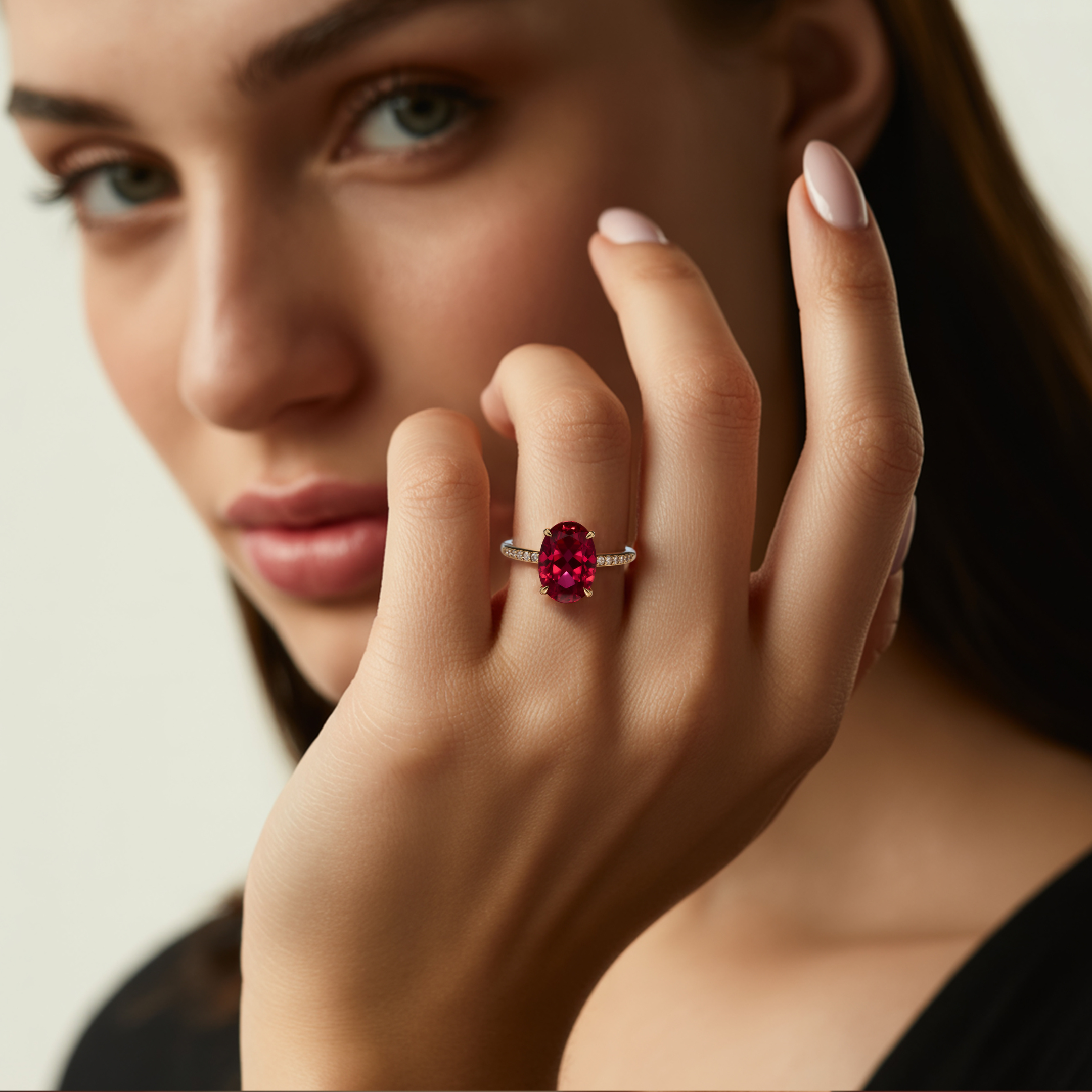 The Opaline - Red Moissanite Ring