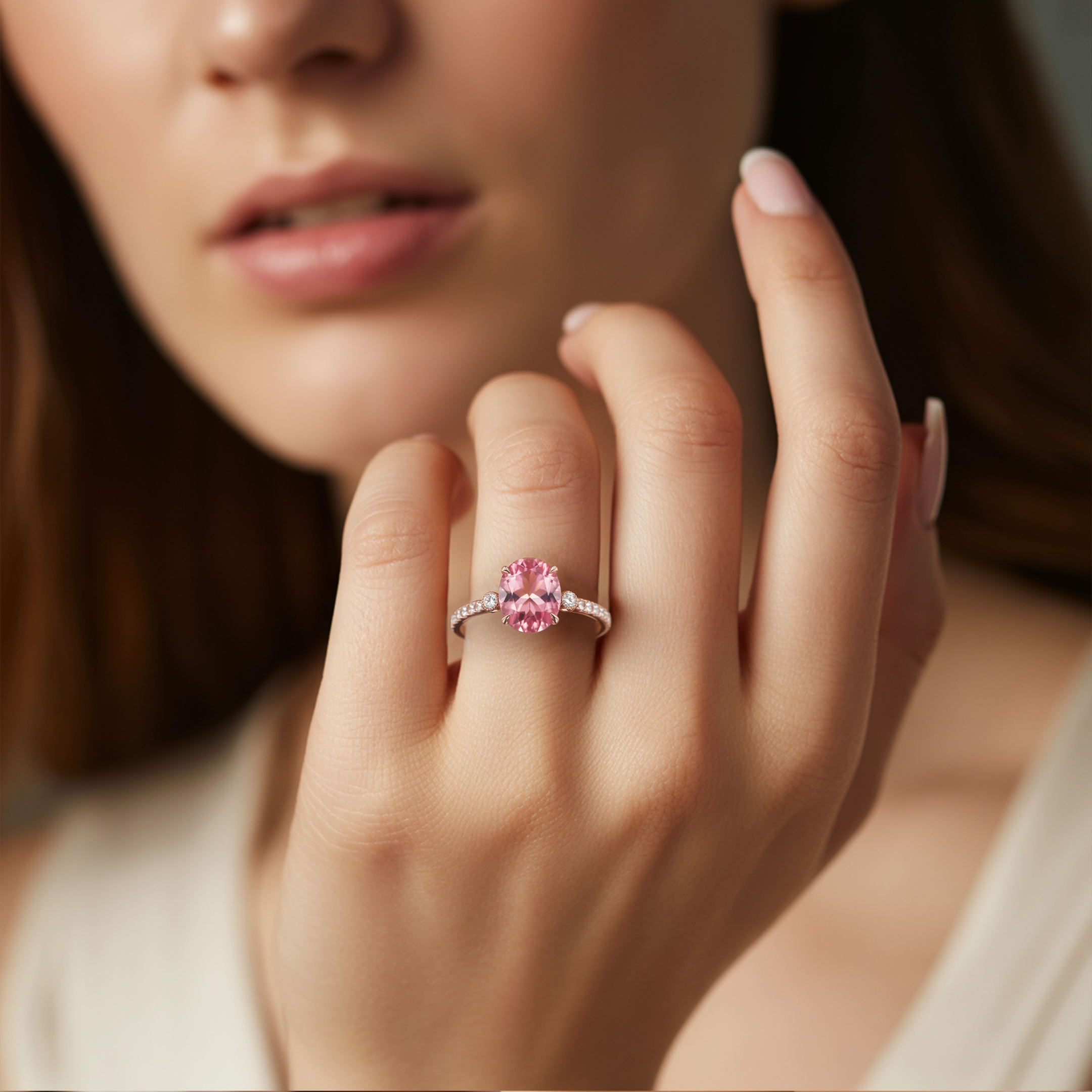 The Luna - Pink Moissanite Ring