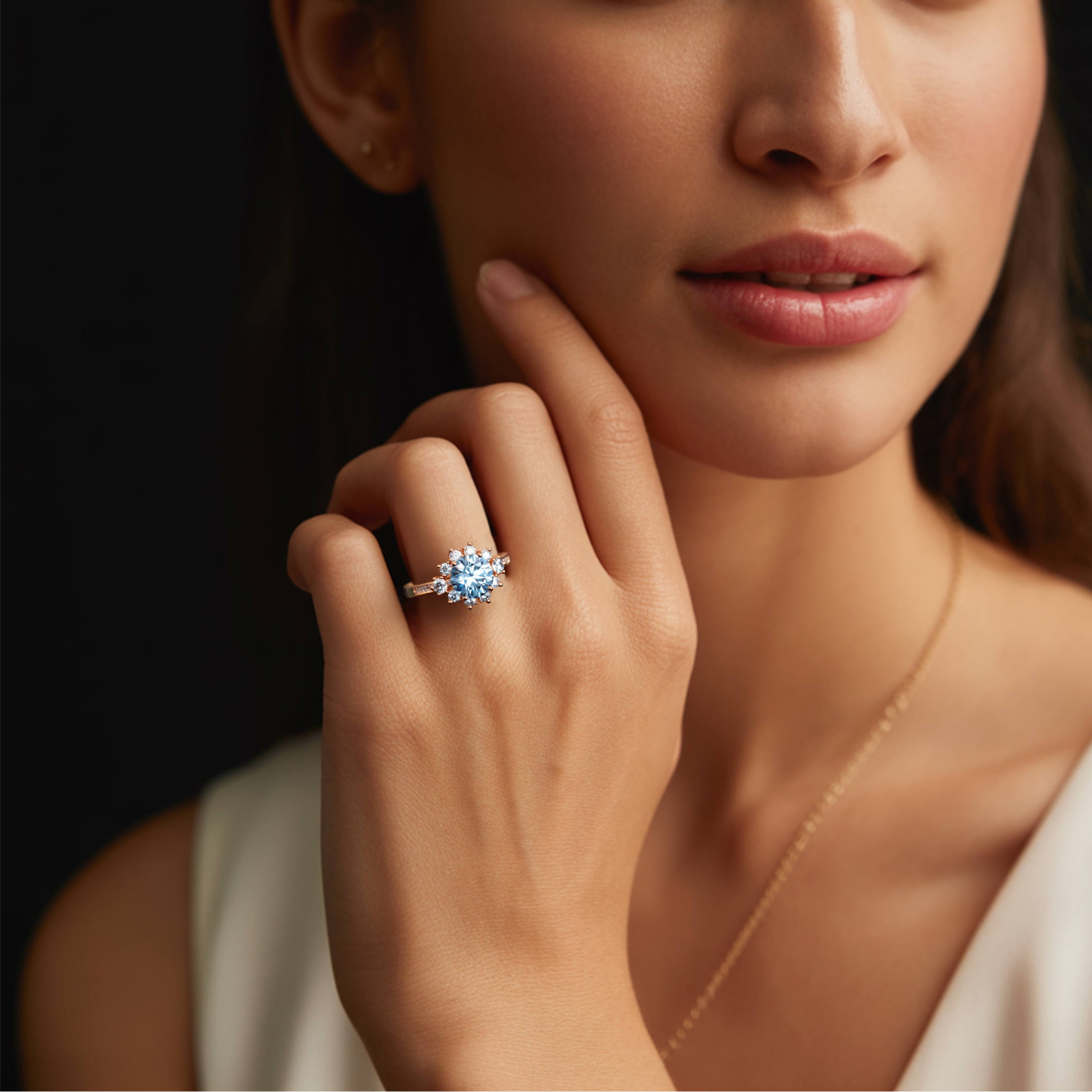 The Bethany 3CT Blue Moissanite Ring