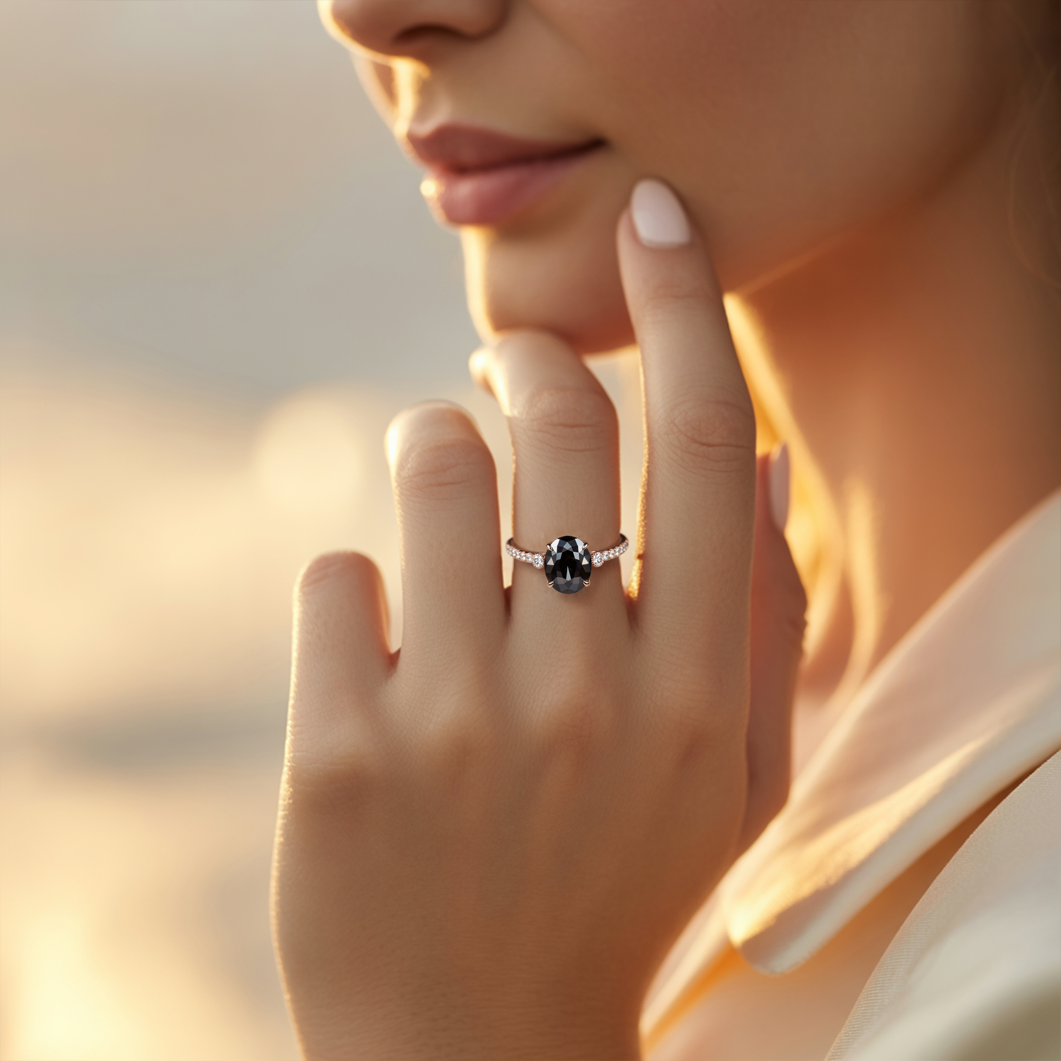 The Luna - Black Moissanite Ring
