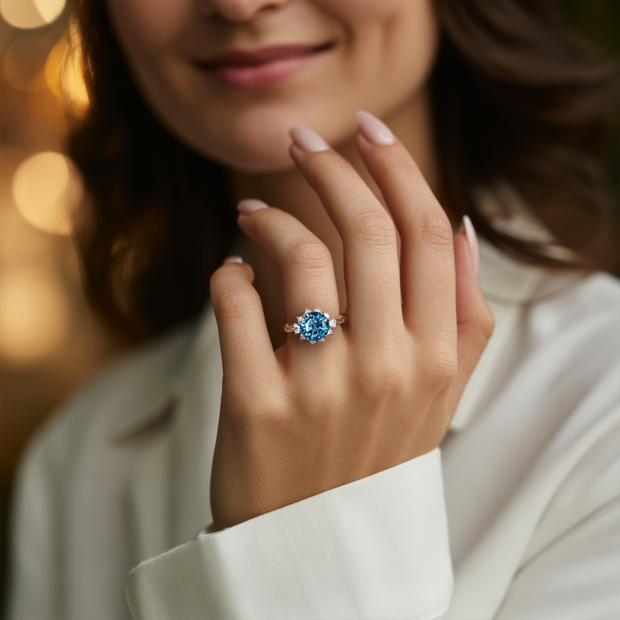 The Bethany 5CT Blue Moissanite Ring