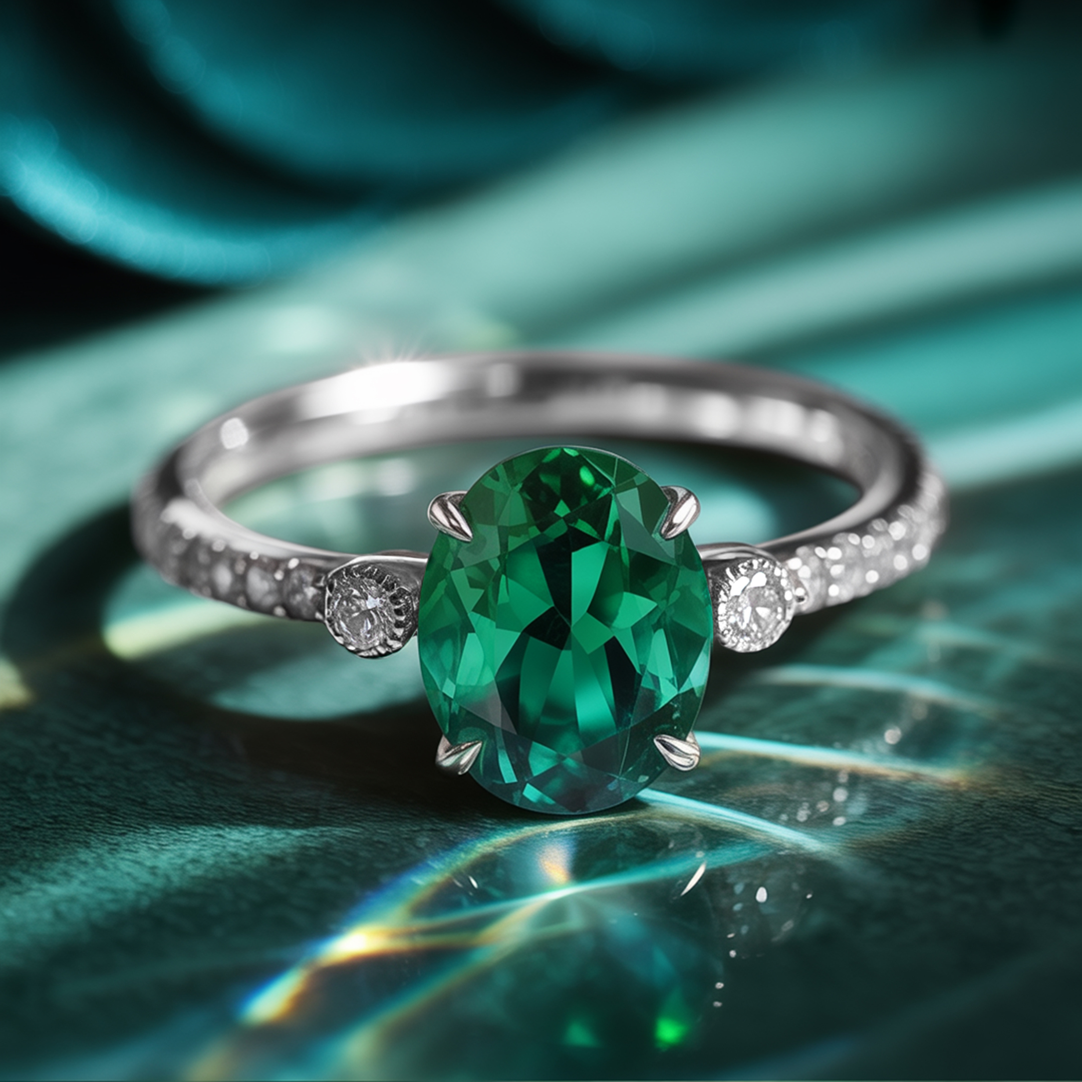 The Luna - Green Moissanite Ring