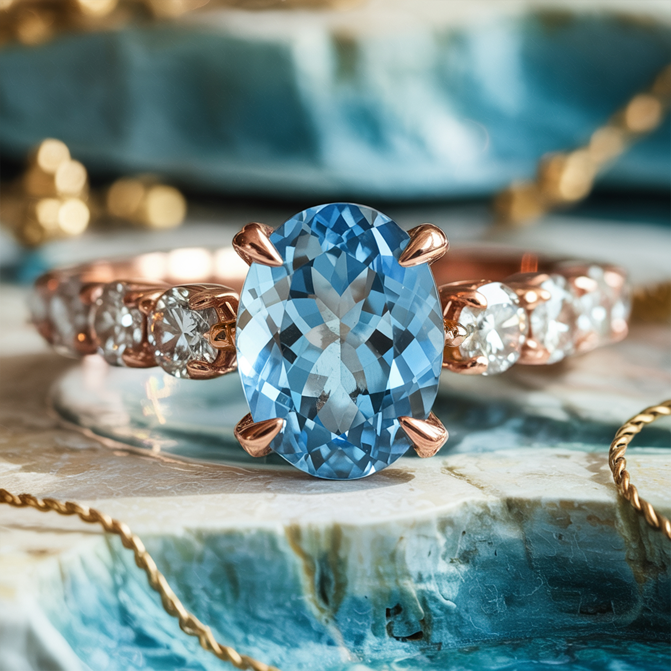 The Celestine - Blue Moissanite Ring