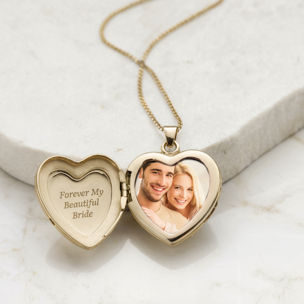 Floral Design Photo Heart Locket