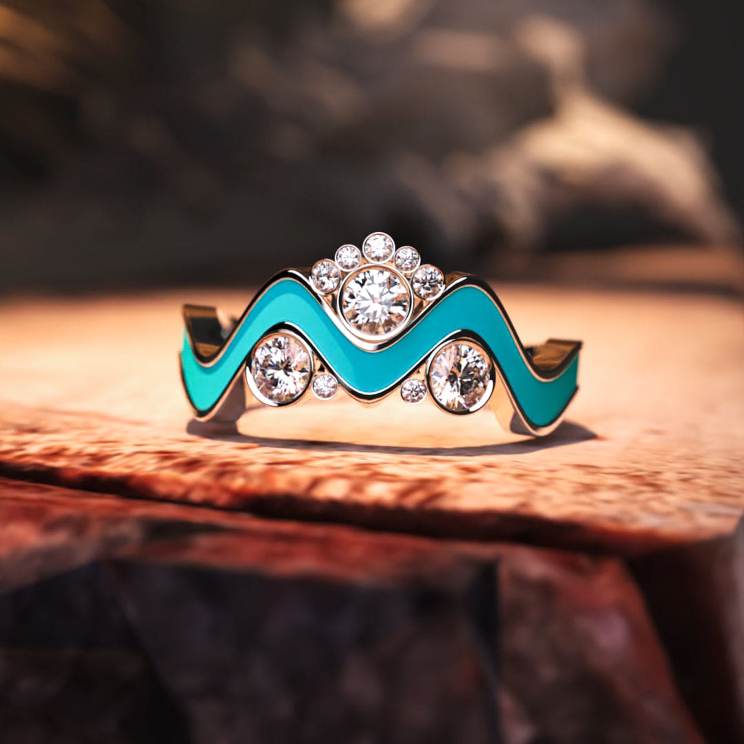 Ocean Peaks: Ethical Diamond Wave Ring - 925 Sterling Silver
