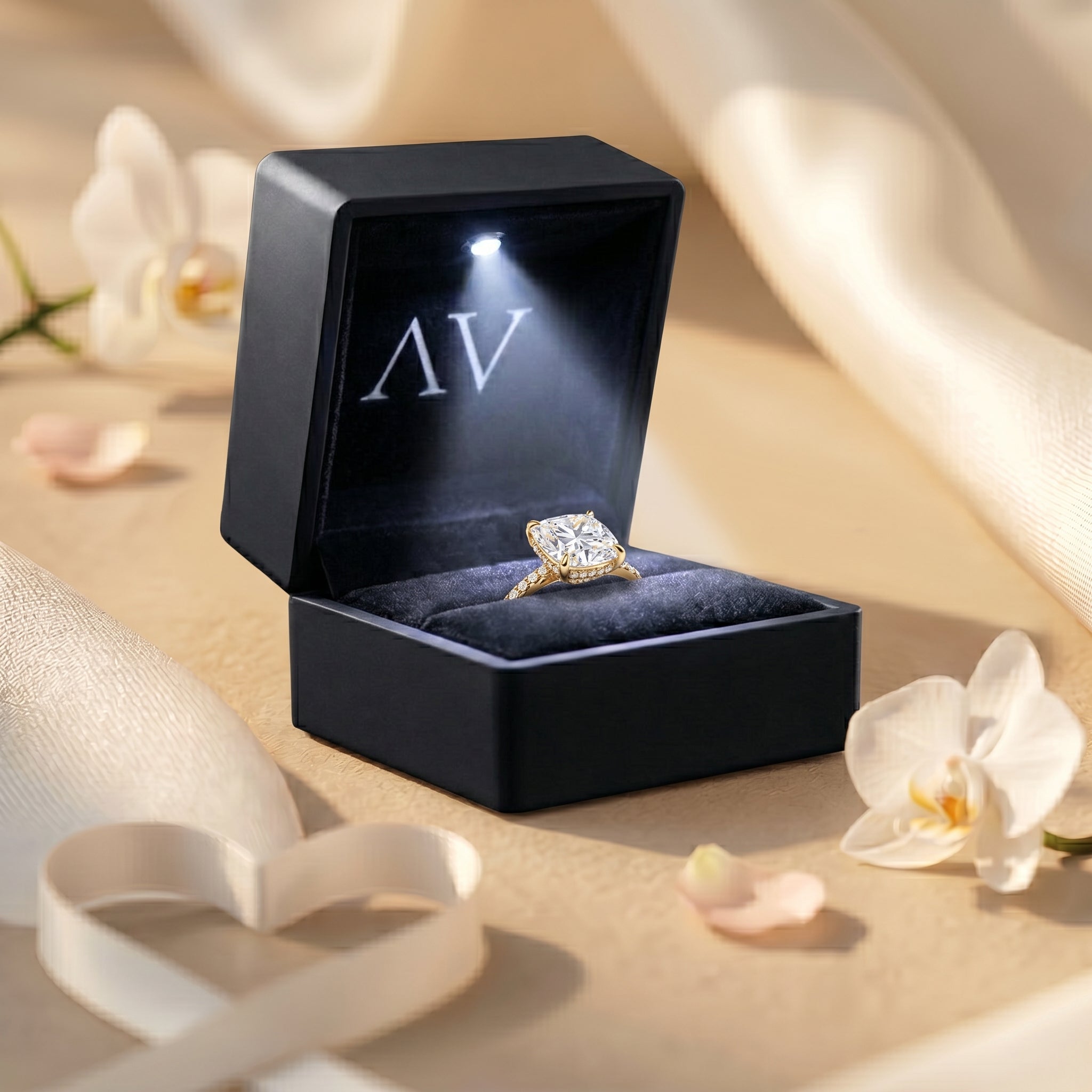 AI0009-CUS-3CT-PAVE-SOLIT - Premium LED Gift Box Presentation