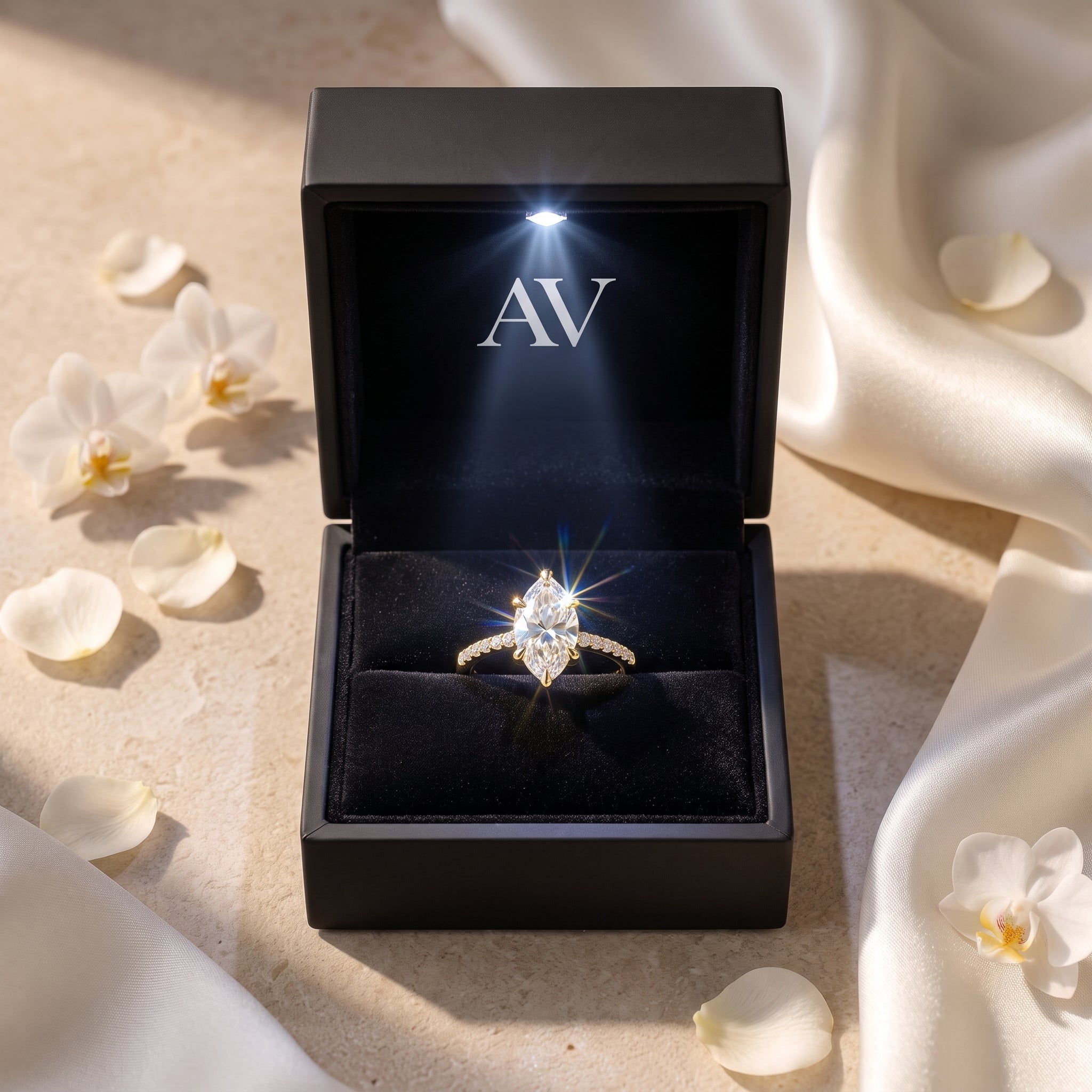 AI0009-MAR-3CT-PAVE-SOLIT - Premium LED Gift Box Presentation