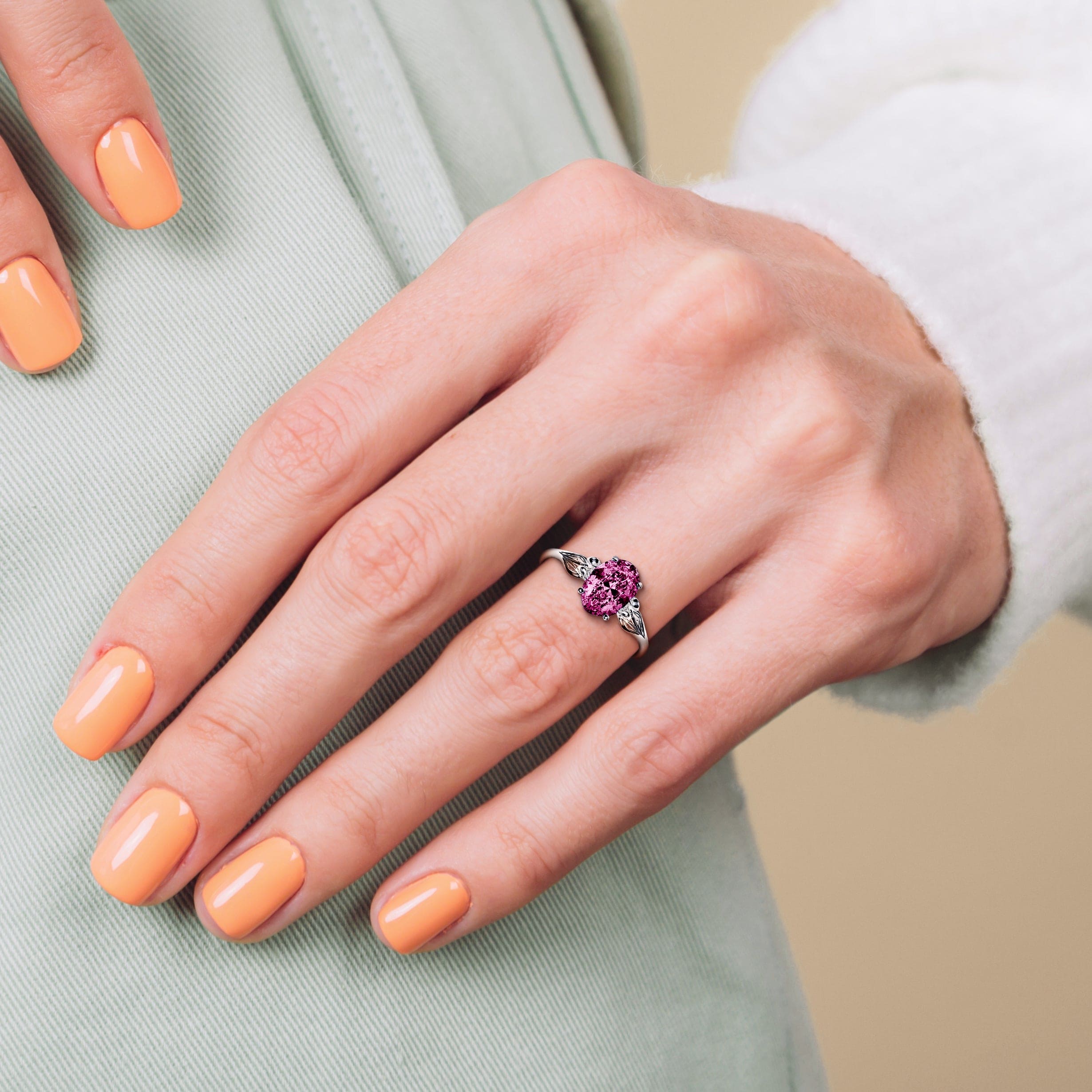 October Tourmaline Birthstone Ring - S925 Sterling Silver