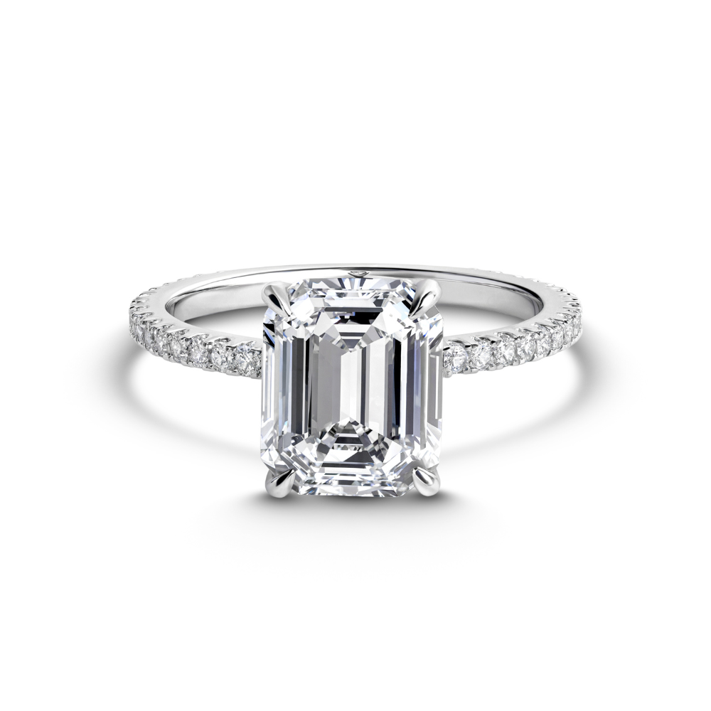 4CT Emerald Cut Moissanite Eternity Ring